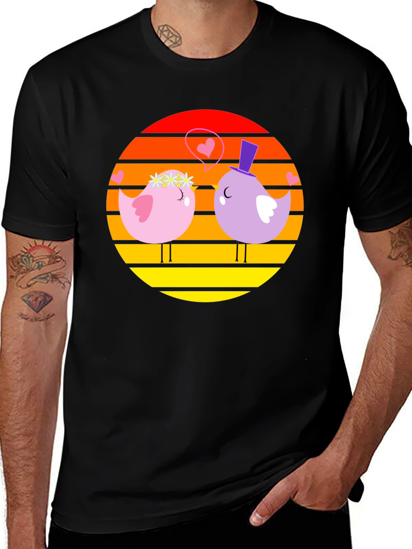 Lovebirds Graphic Tee - Romantic Bird Design T-Shirt