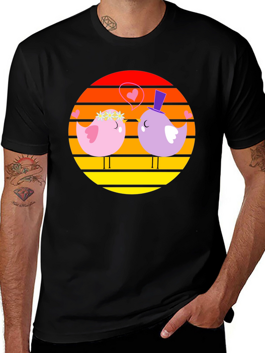 Lovebirds Graphic Tee - Romantic Bird Design T-Shirt