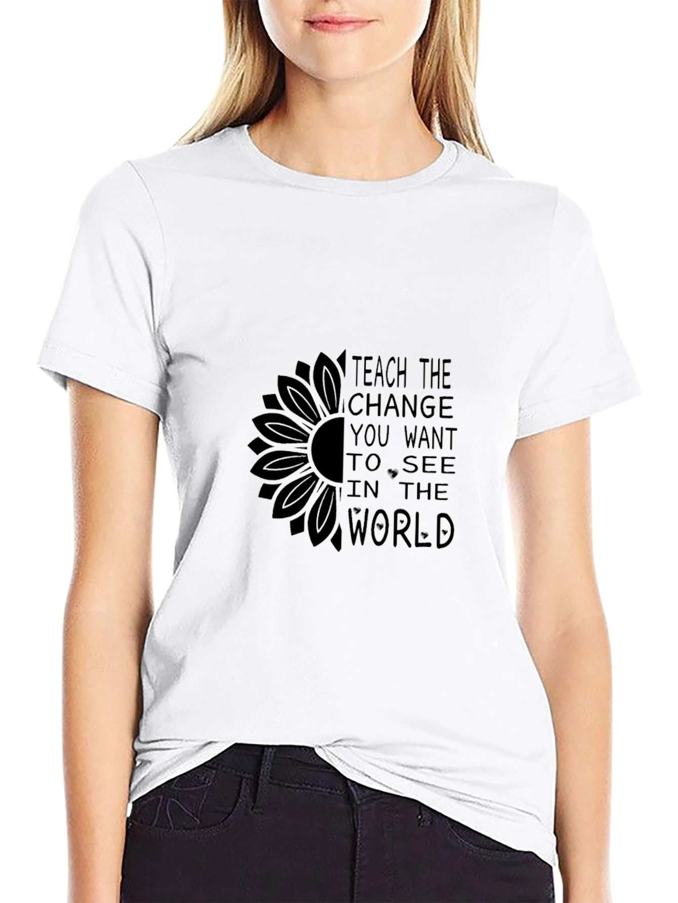 Inspirational Sunflower Graphic Tee - Black