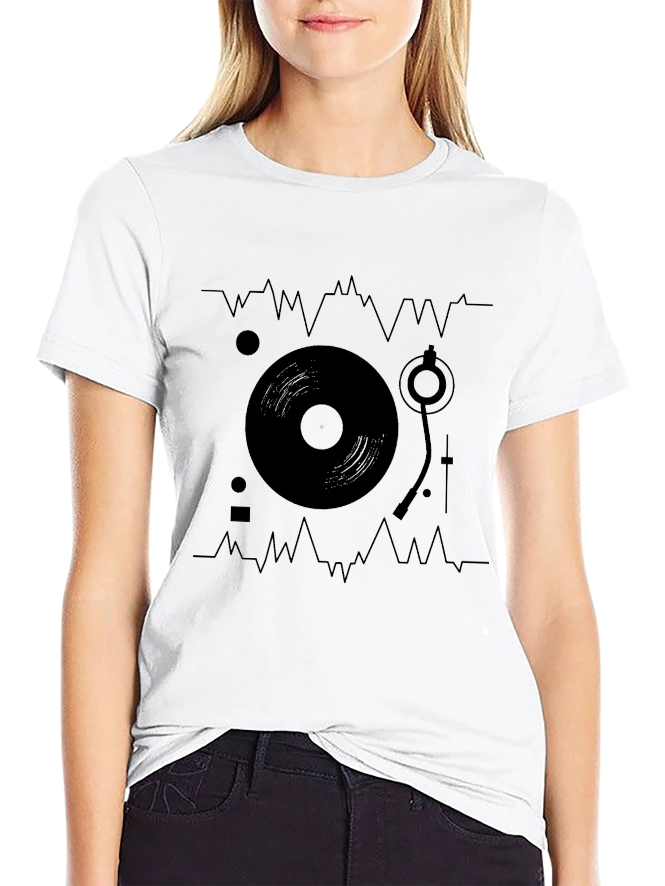 DJ Turntable Graphic Tee - Black Cotton T-Shirt