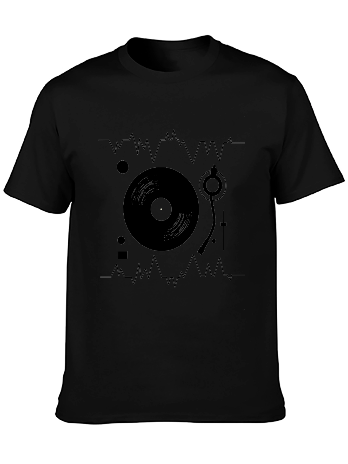 DJ Turntable Graphic Tee - Black Cotton T-Shirt