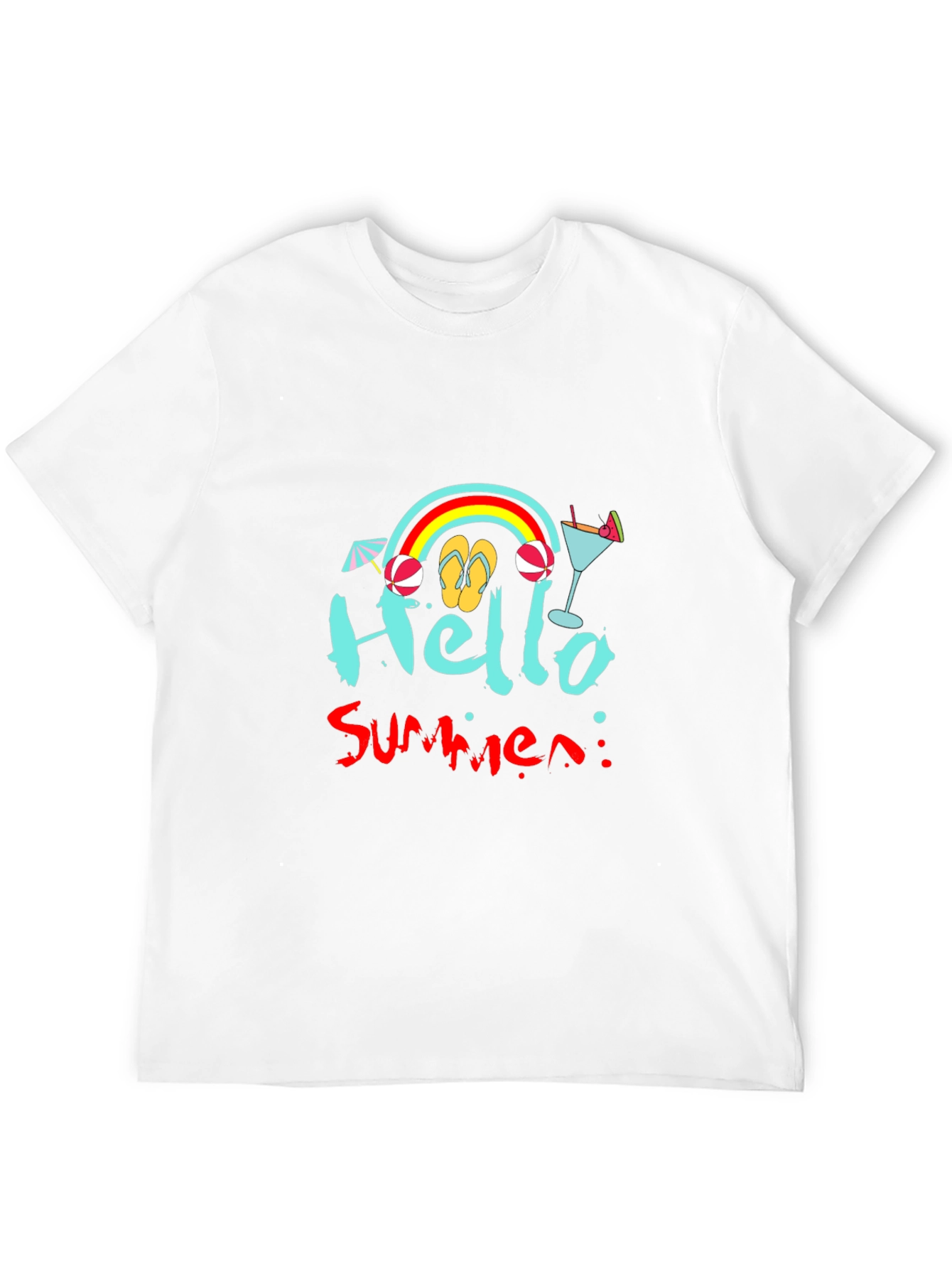 Hello Summer Black T-Shirt - Beach Vibes