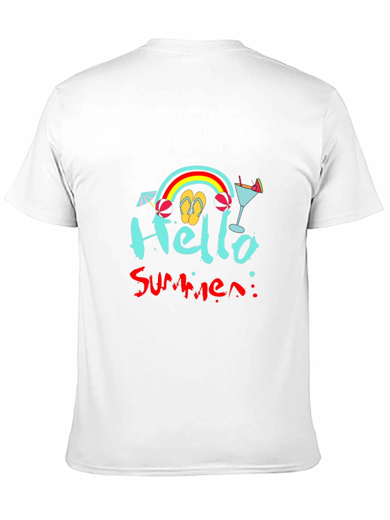 Hello Summer Black T-Shirt - Beach Vibes