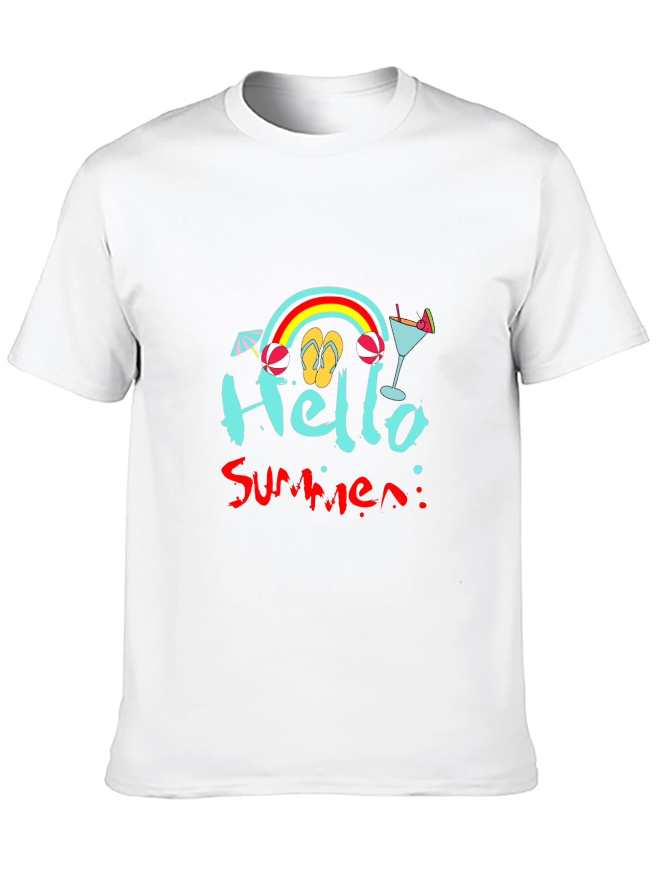 Hello Summer Black T-Shirt - Beach Vibes