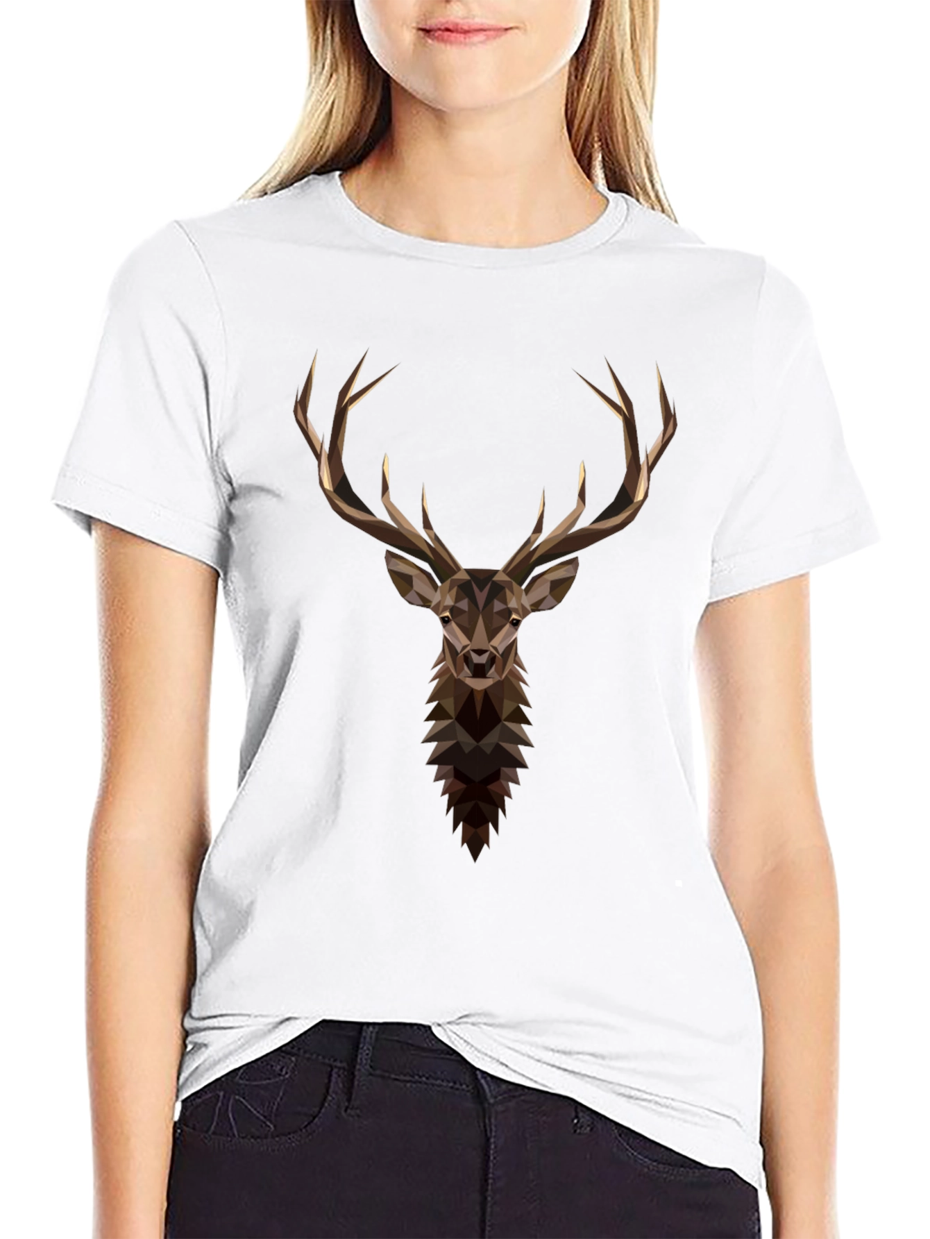 Geometric Deer Graphic Tee - Mens Black T-Shirt