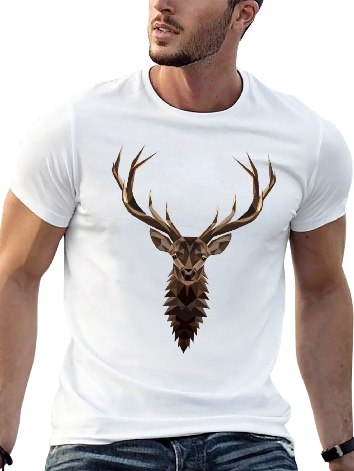 Geometric Deer Graphic Tee - Mens Black T-Shirt