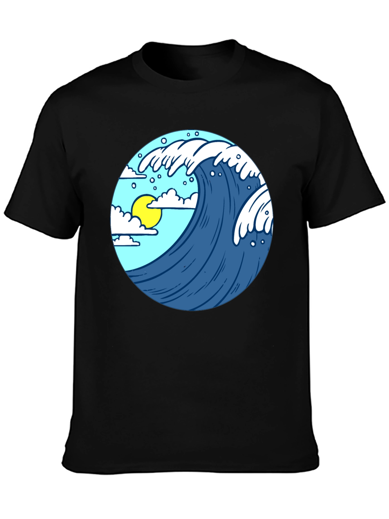 Wave Design Black T-Shirt