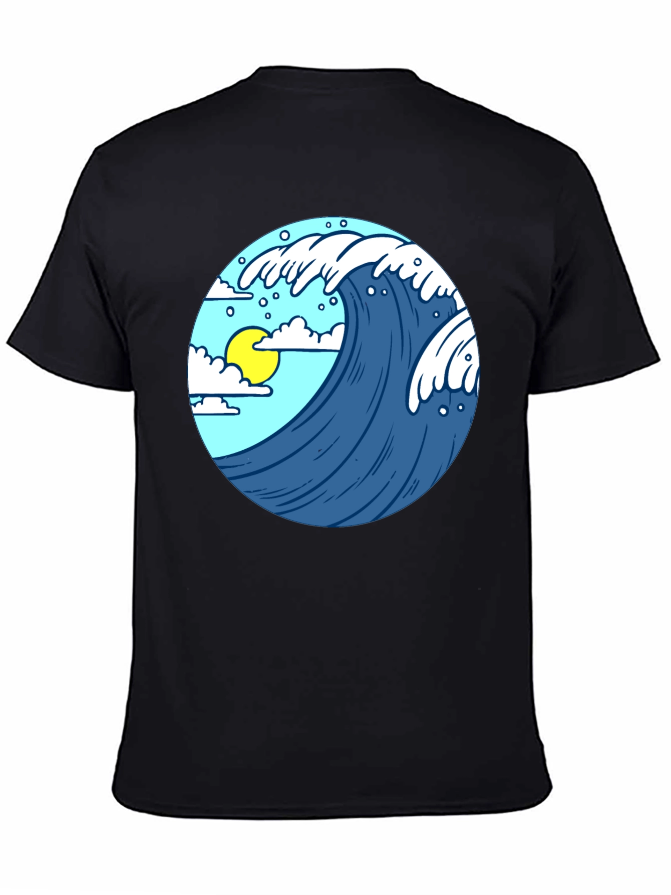 Wave Design Black T-Shirt