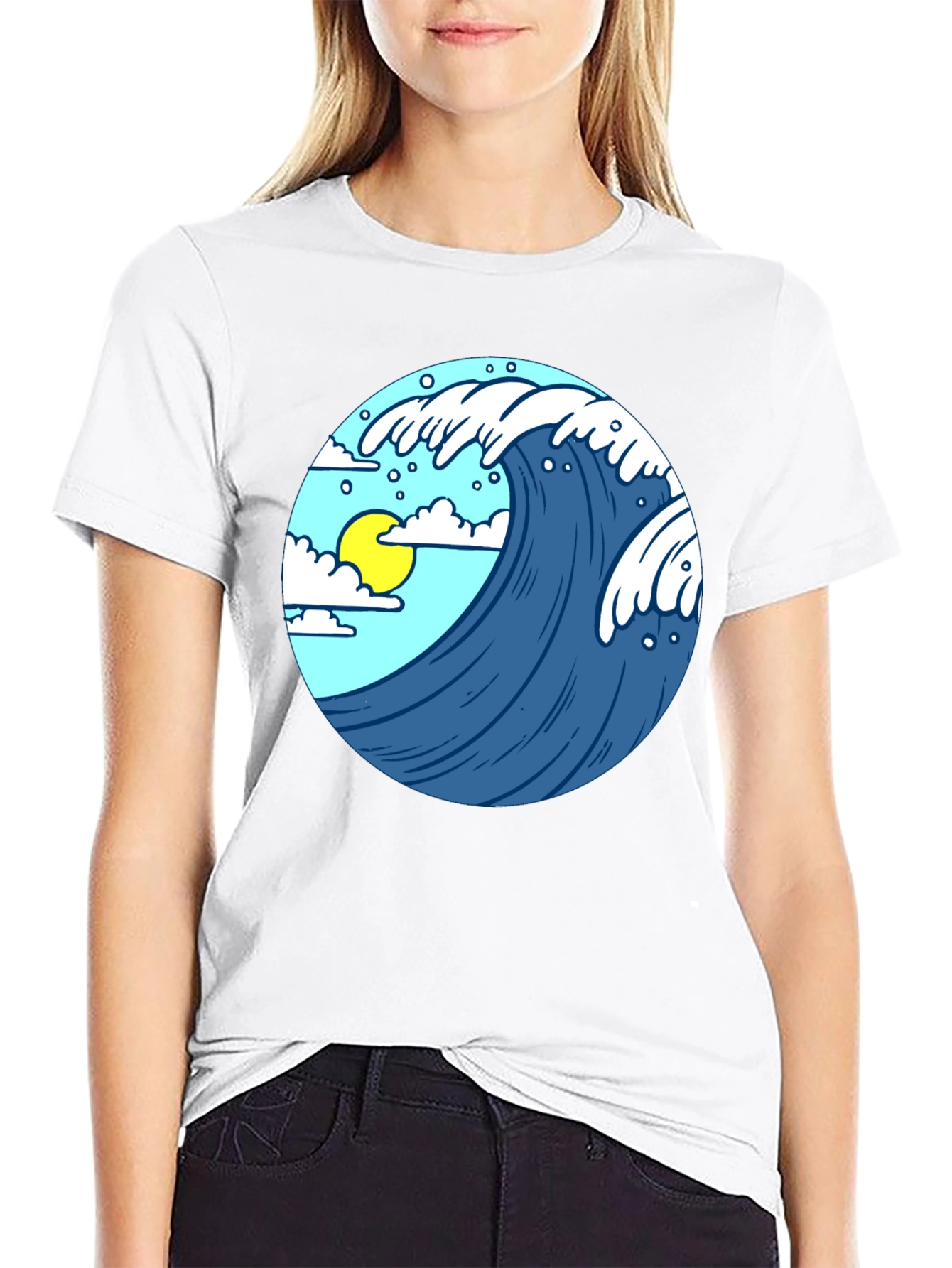 Wave Design Black T-Shirt