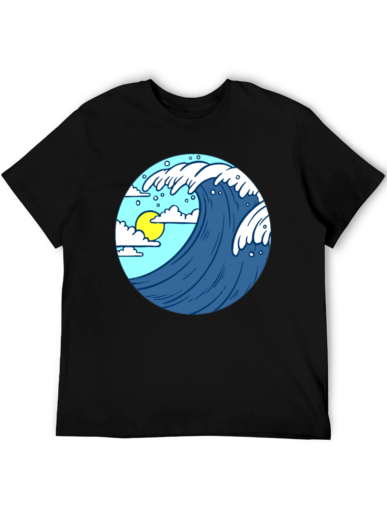 Wave Design Black T-Shirt