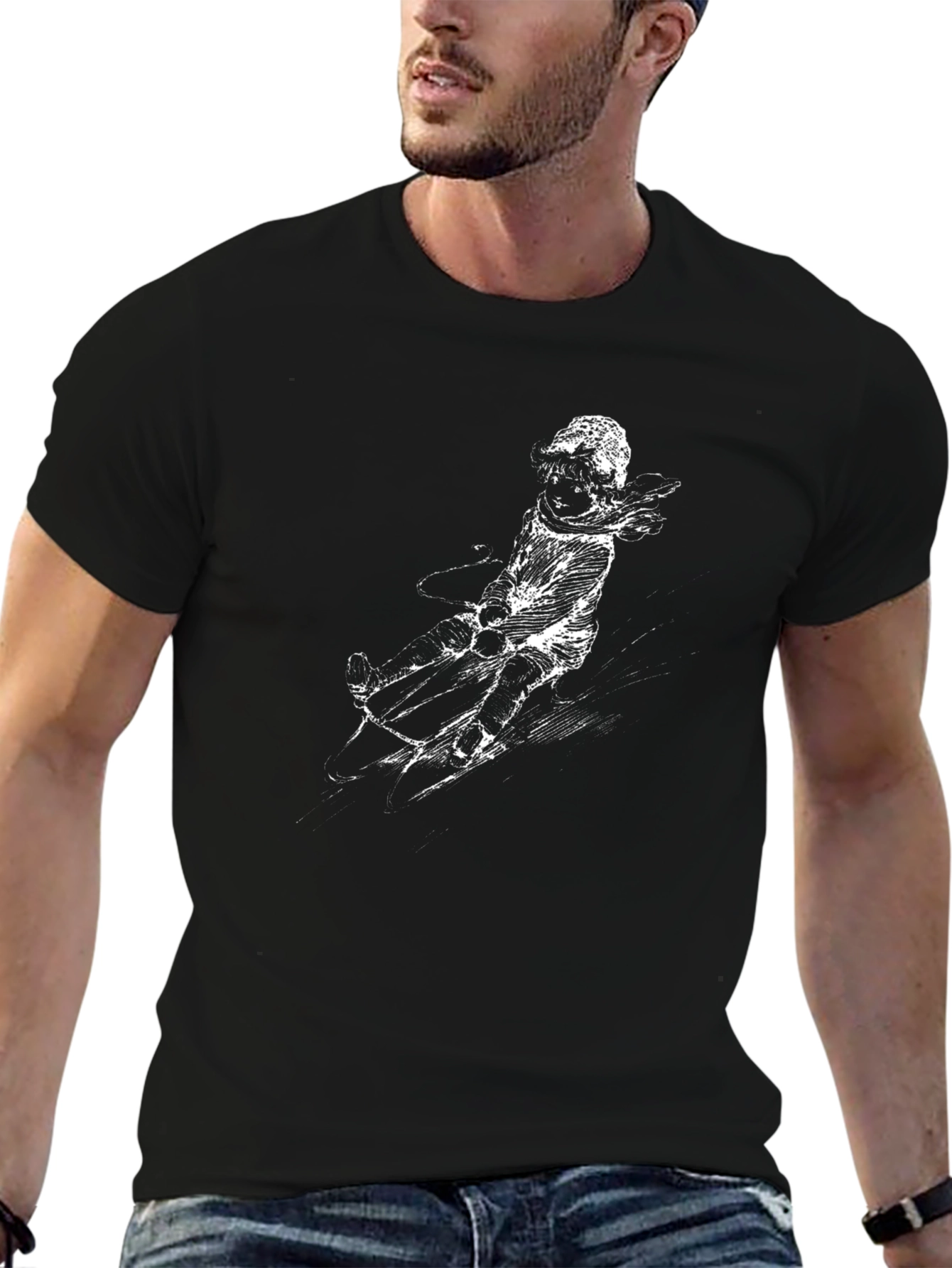 Black T-Shirt with Graphic Print