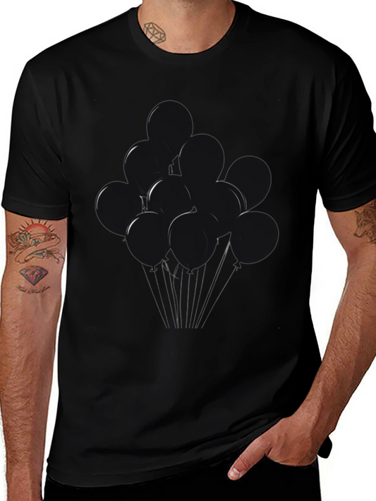 Black Balloons Graphic Tee - Modern Casual Shirt