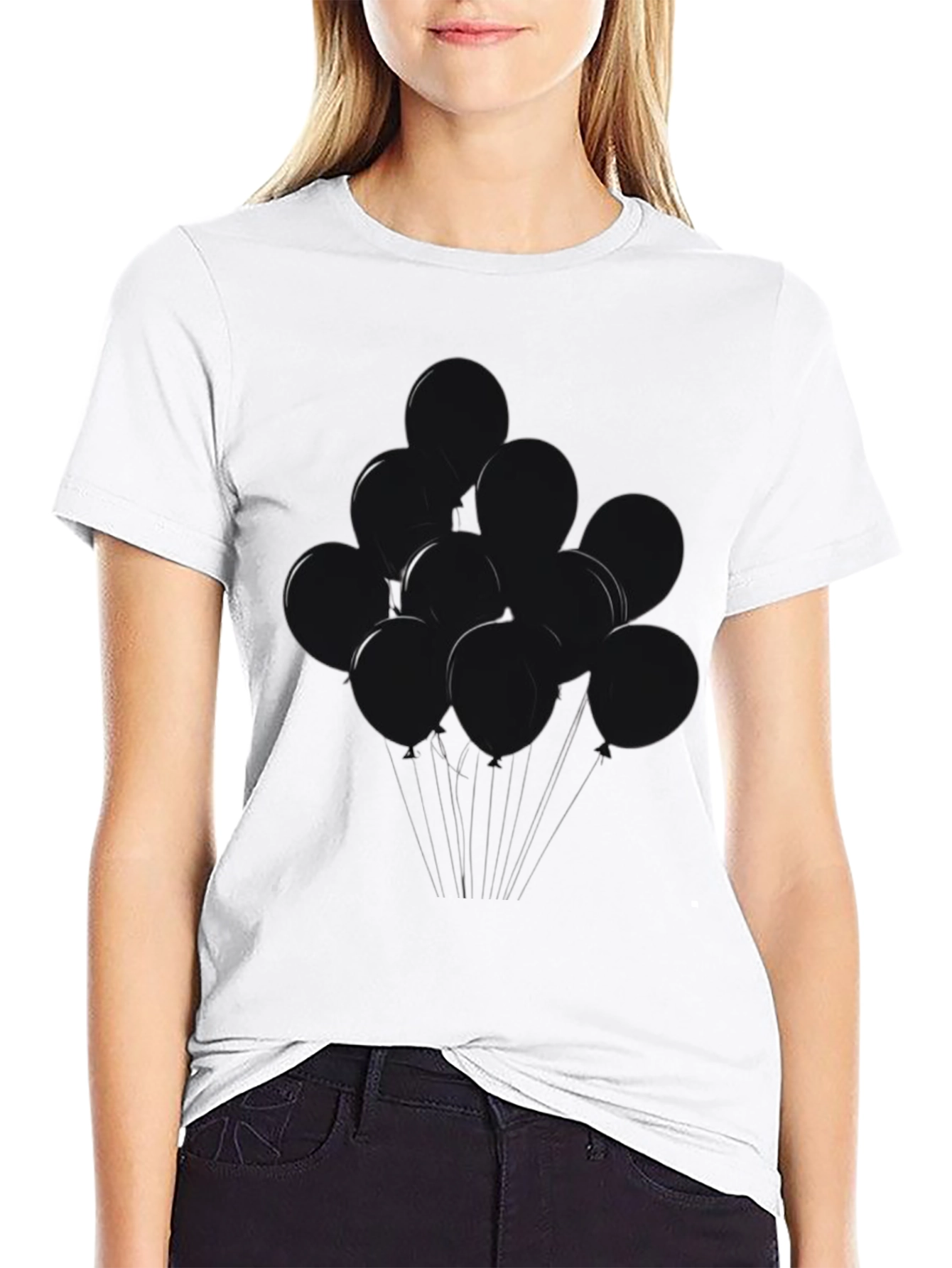 Black Balloons Graphic Tee - Modern Casual Shirt