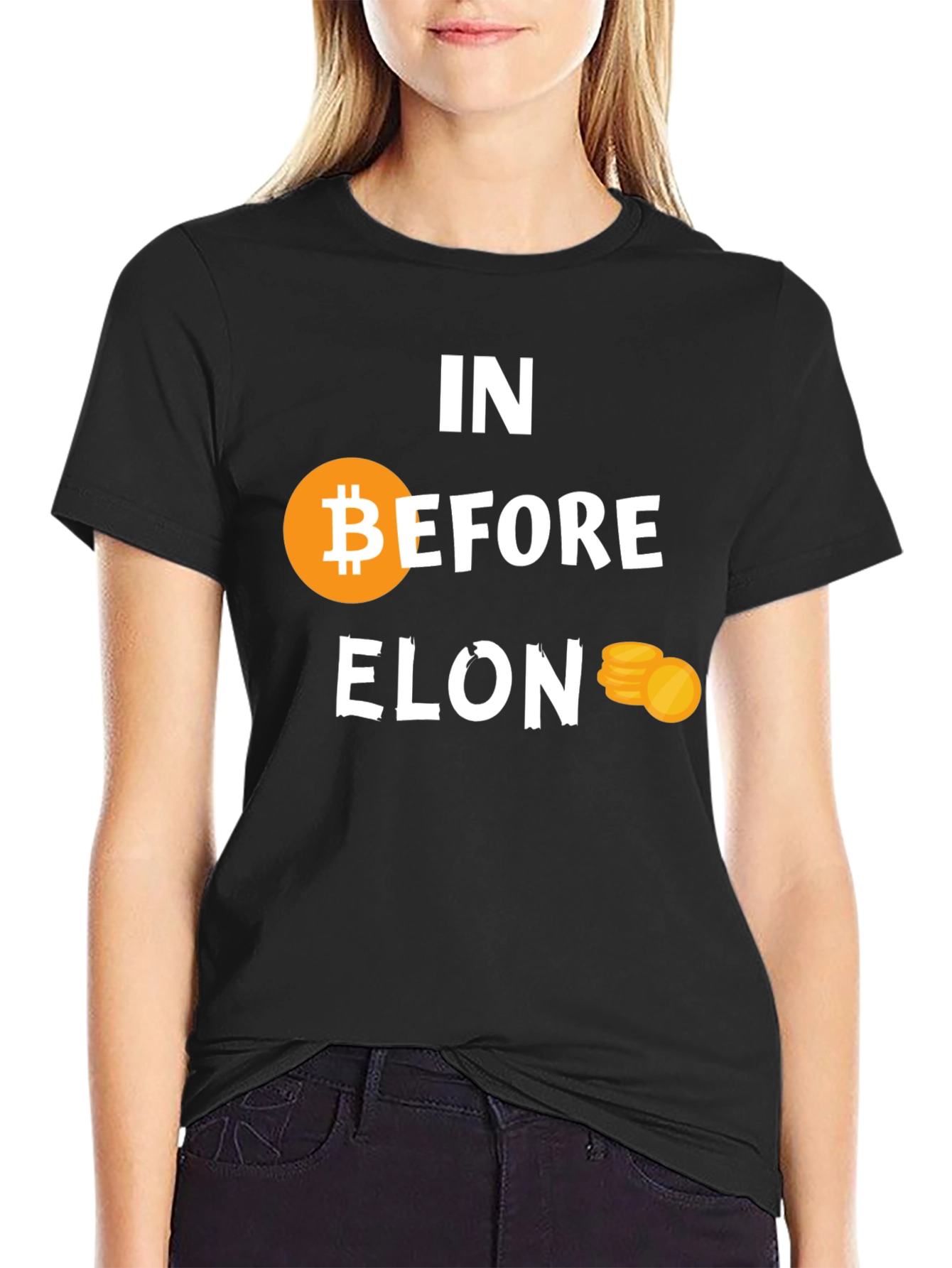 In Bitcoin Before Elon Black Tee