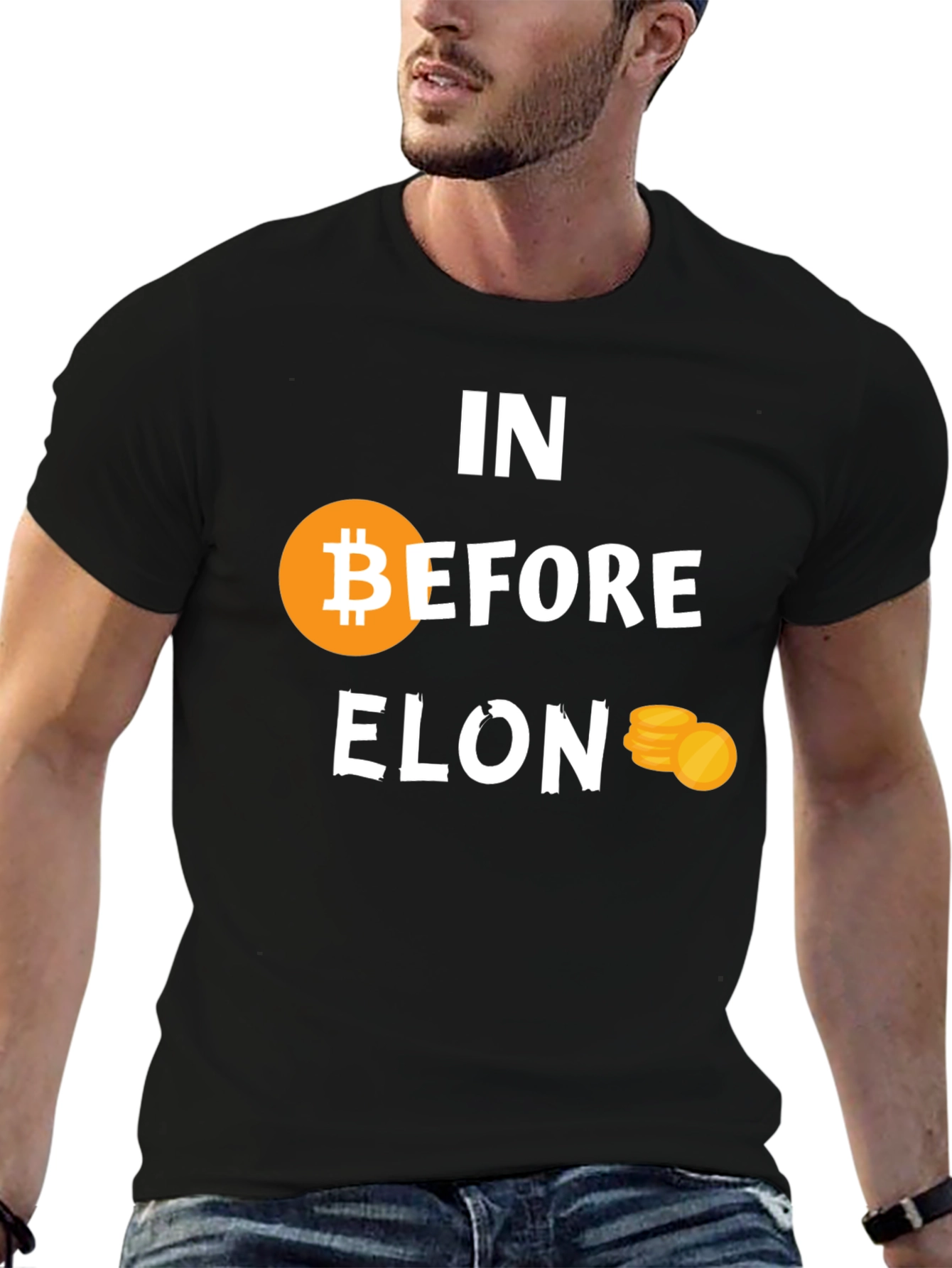 In Bitcoin Before Elon Black Tee