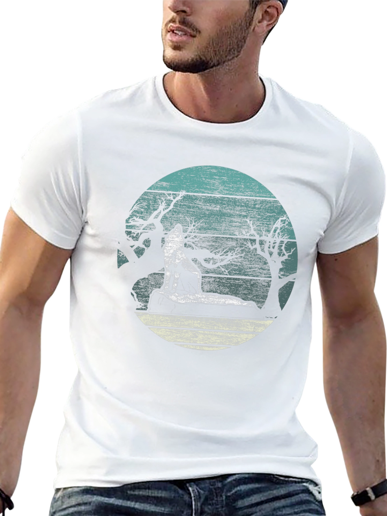 Wolf Howling at Moon Graphic Tee