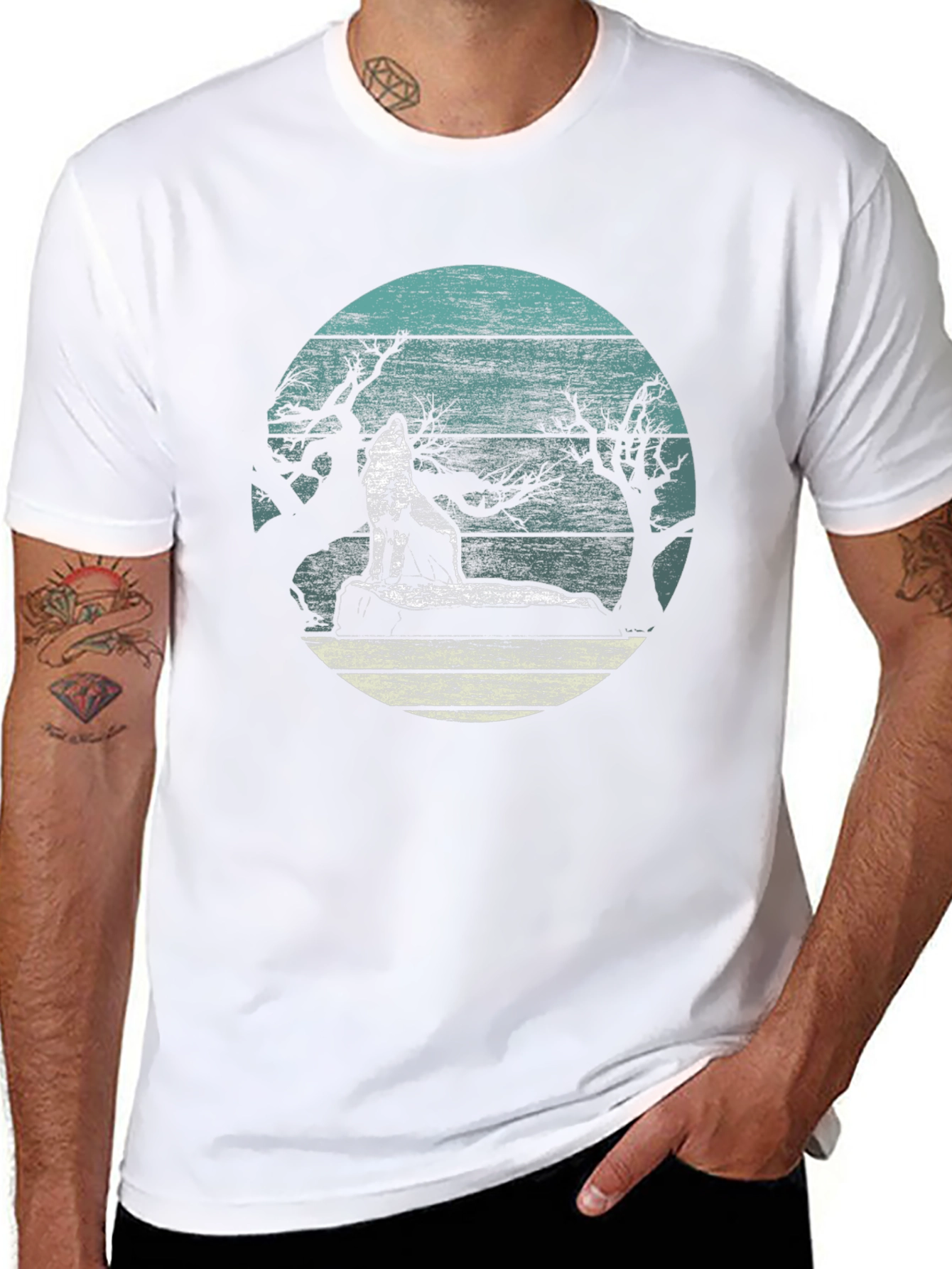 Wolf Howling at Moon Graphic Tee