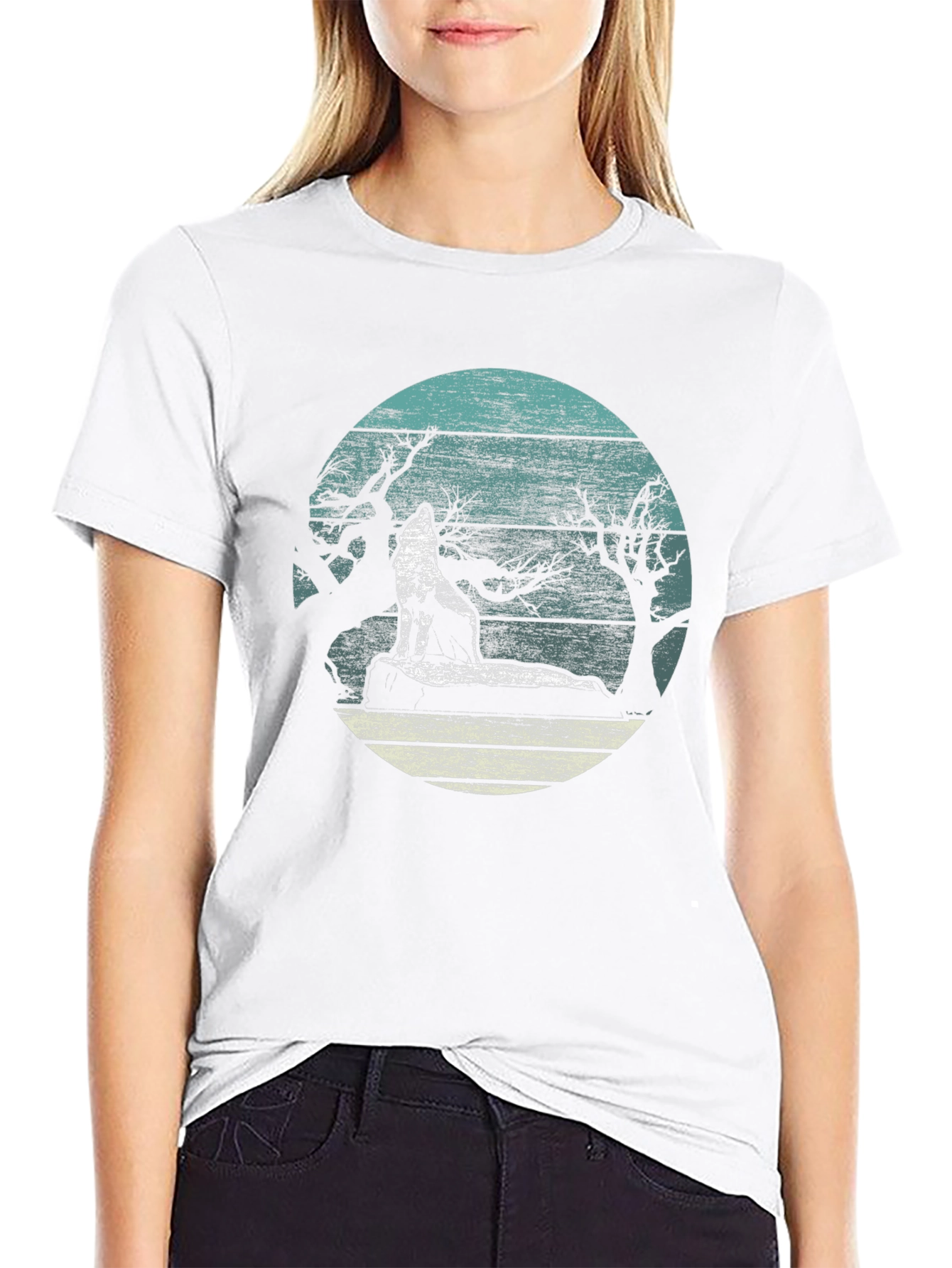 Wolf Howling at Moon Graphic Tee