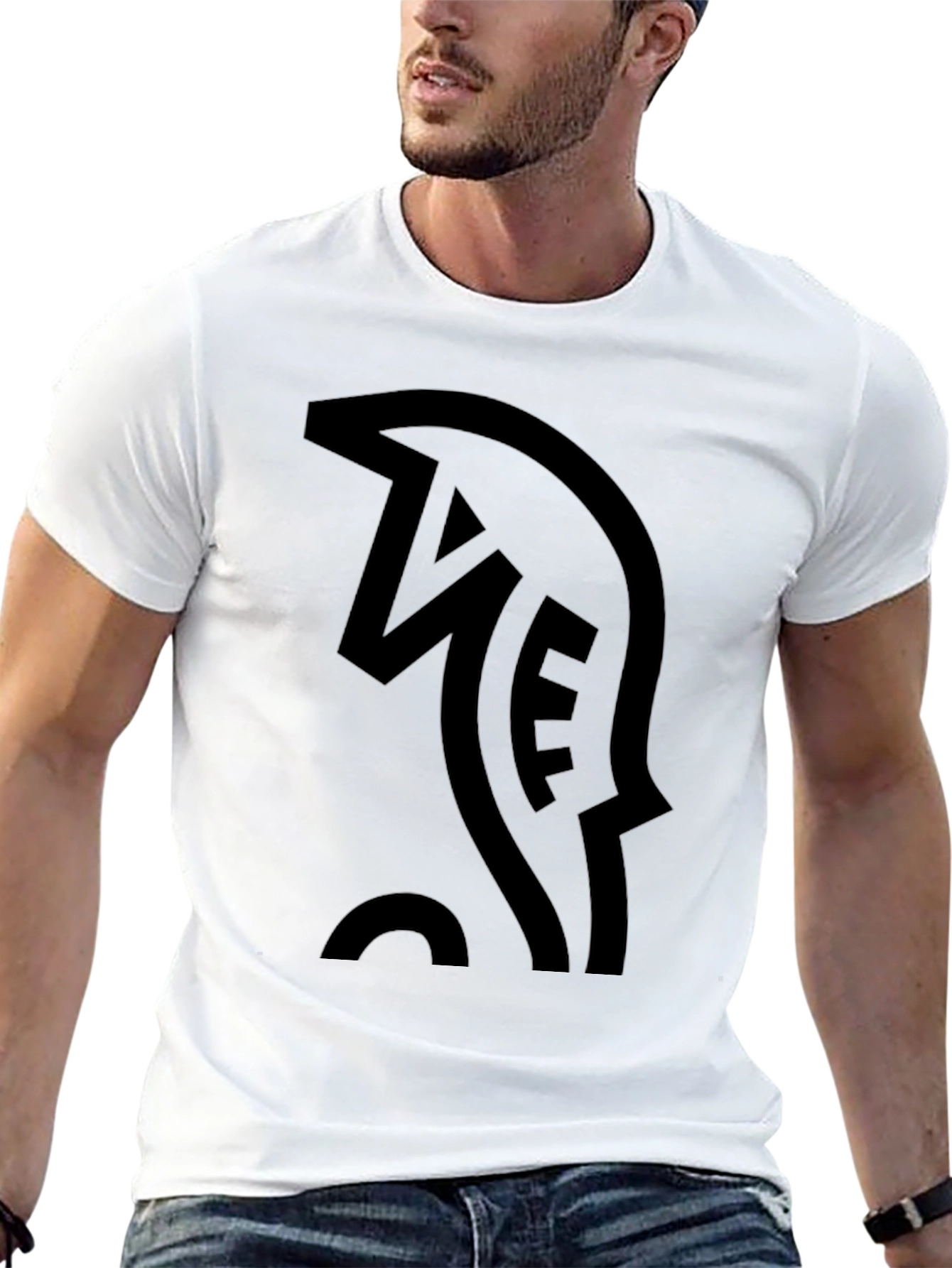 Mens Black T-Shirt with Abstract Graphic Print