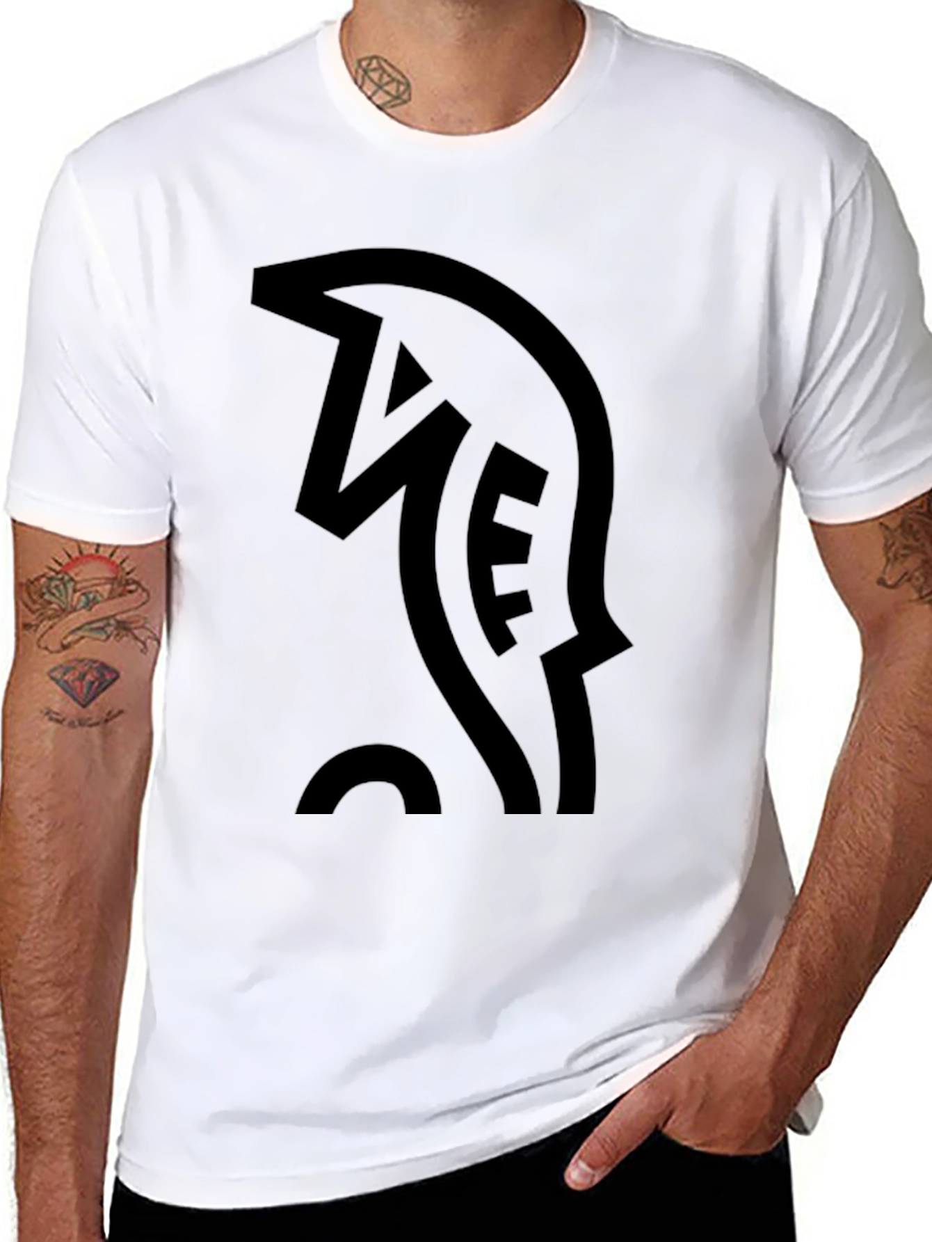 Mens Black T-Shirt with Abstract Graphic Print