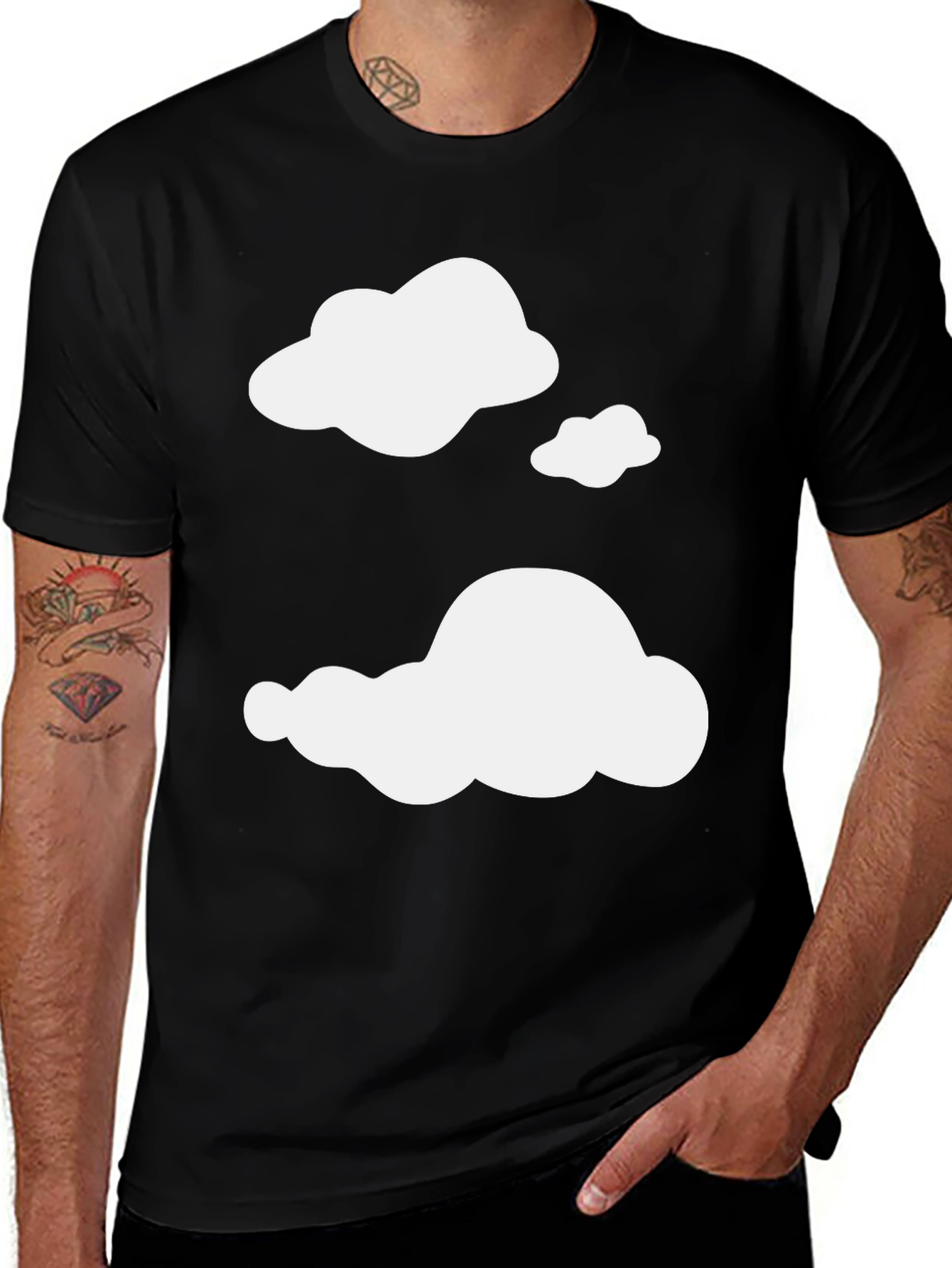 Cloud Print Black T-Shirt