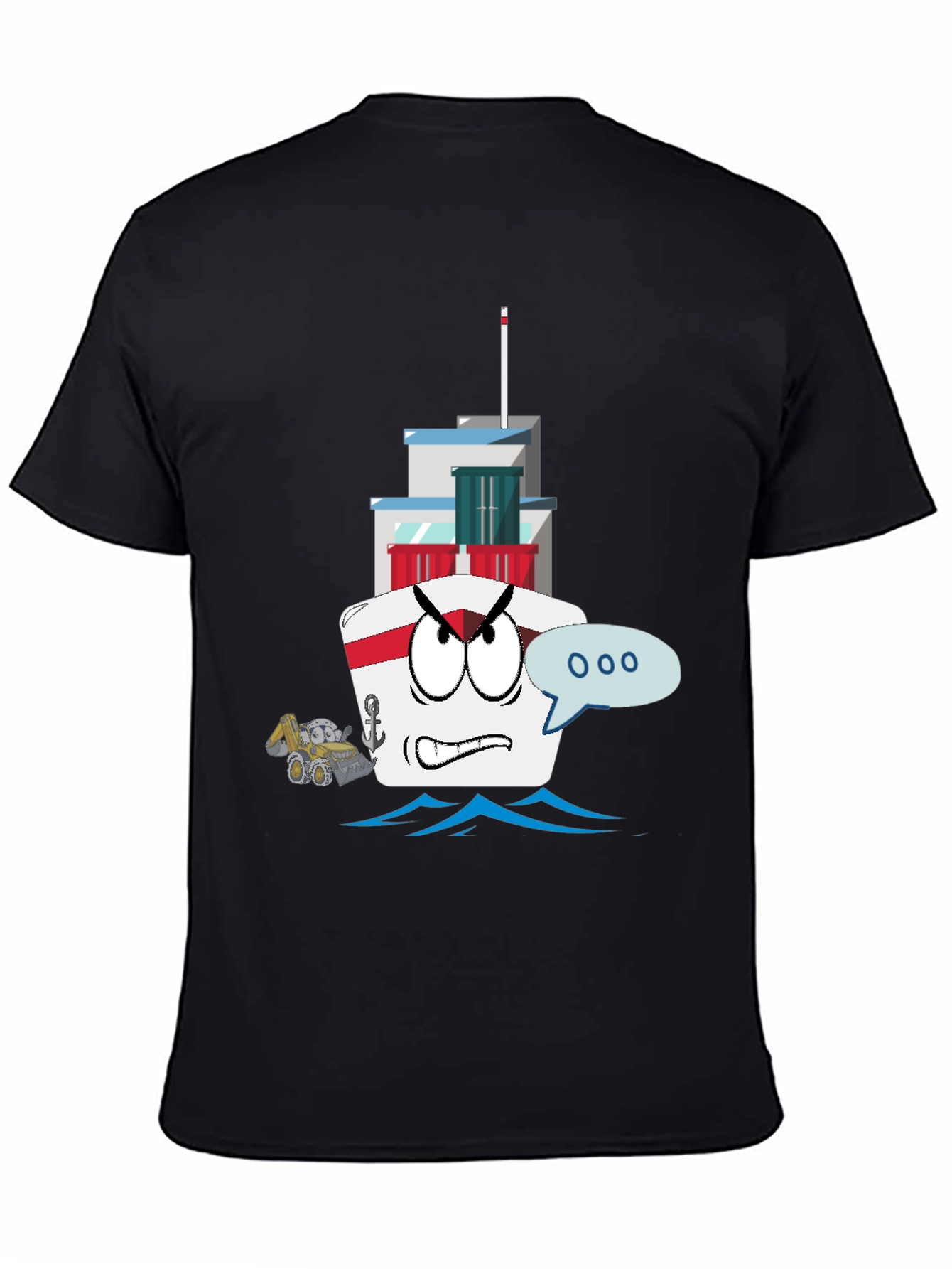 Angry Cartoon Boat Graphic Tee - Novelty Design