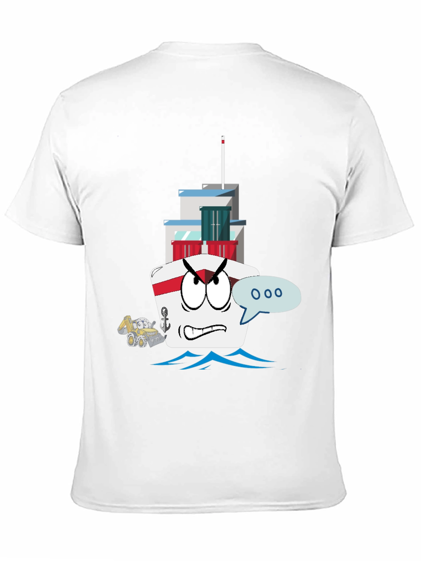 Angry Cartoon Boat Graphic Tee - Novelty Design