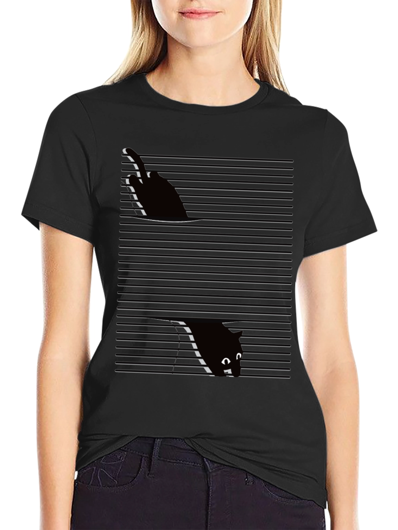 Peek-a-Boo Cat T-Shirt - Whimsical Graphic Tee