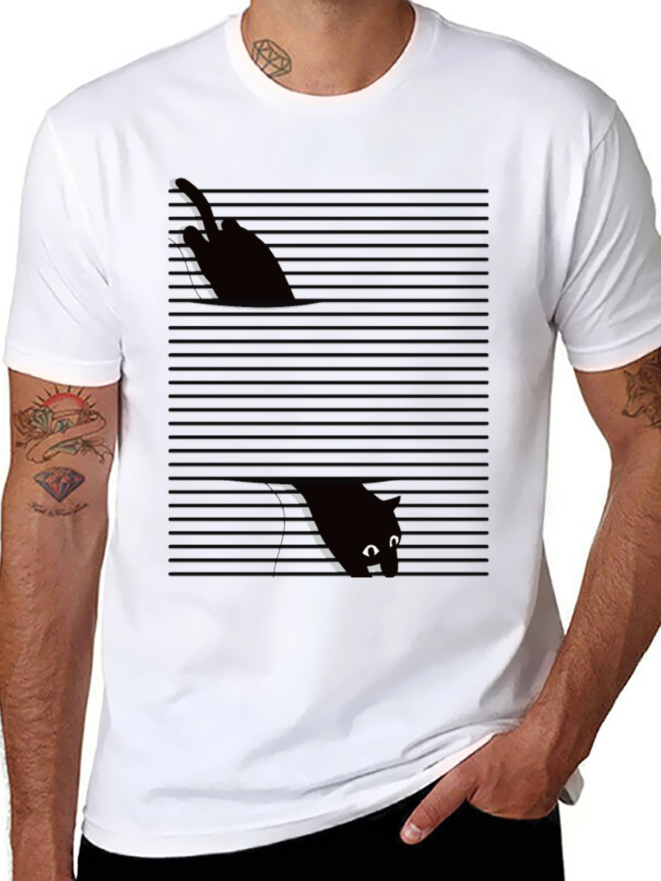 Peek-a-Boo Cat T-Shirt - Whimsical Graphic Tee