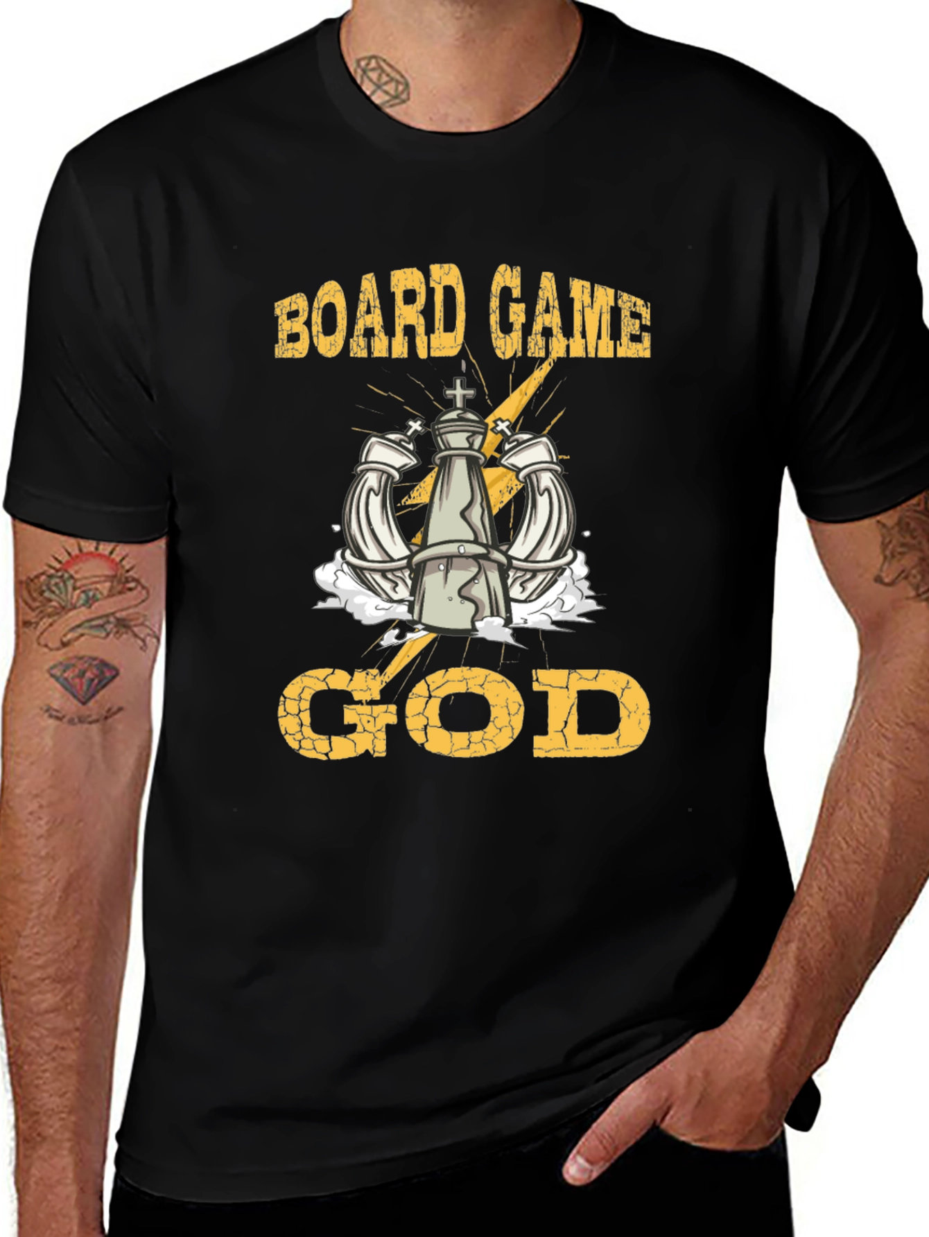 Board Game God Black Graphic Tee