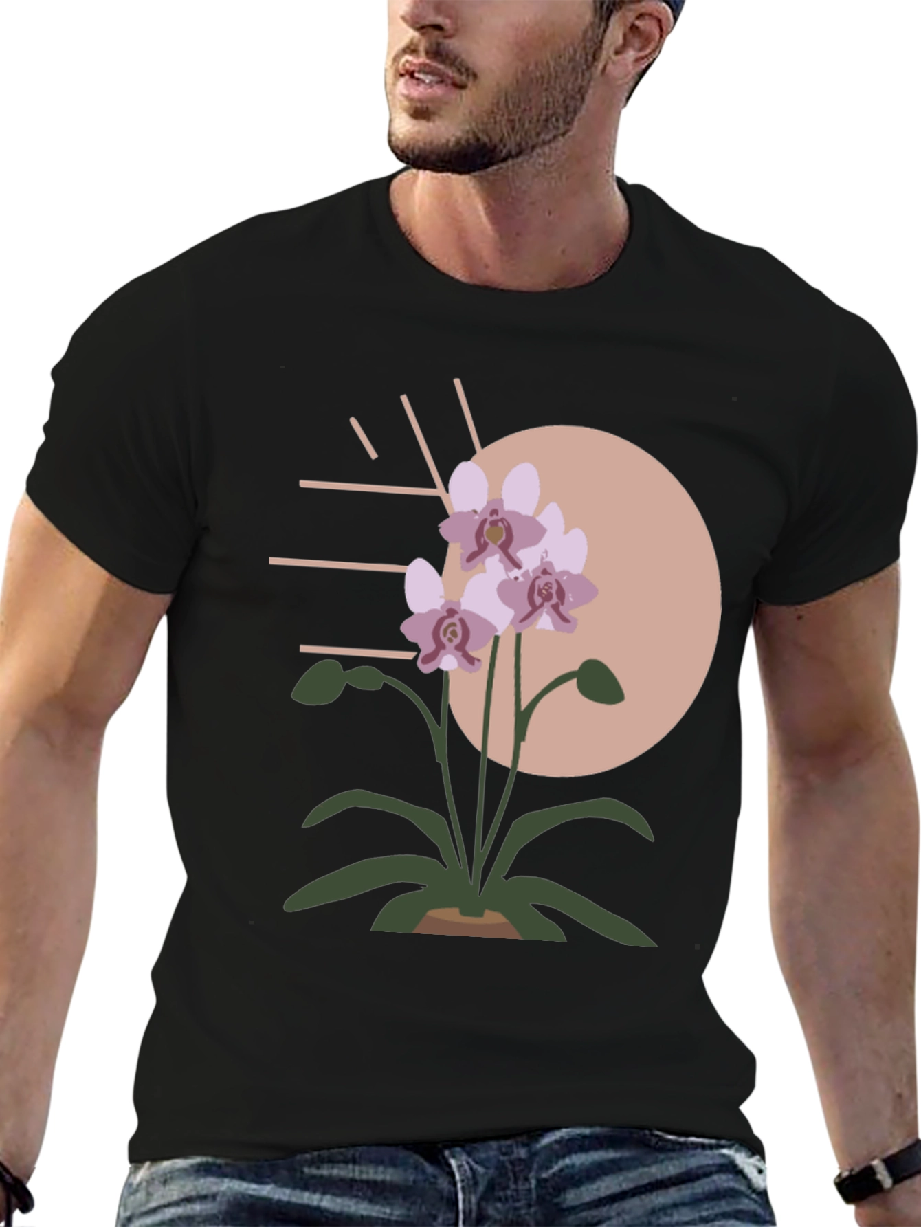 Modern Floral Graphic Tee - Stylish Mens Shirt