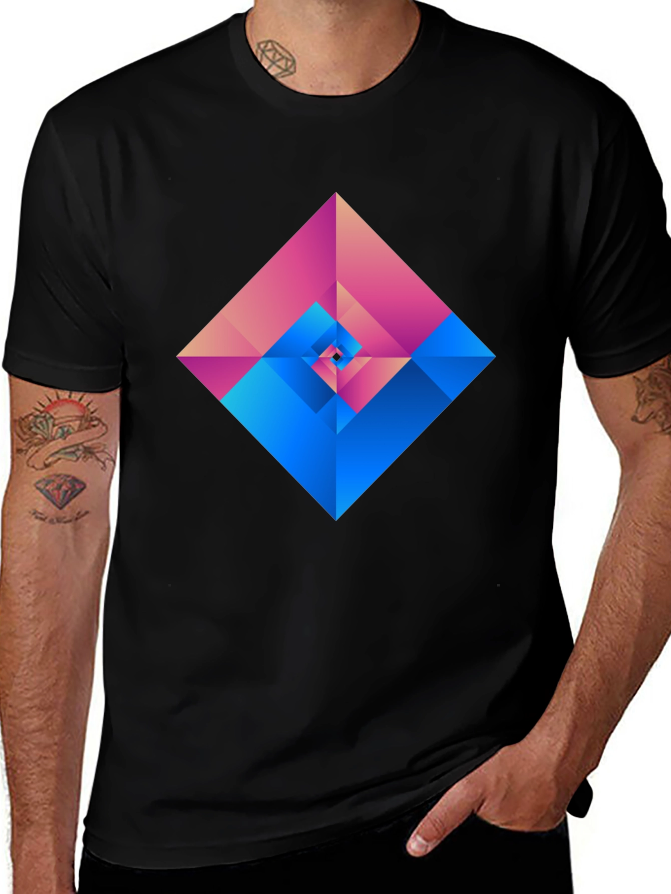 Geometric Prism Graphic Tee - Modern Style