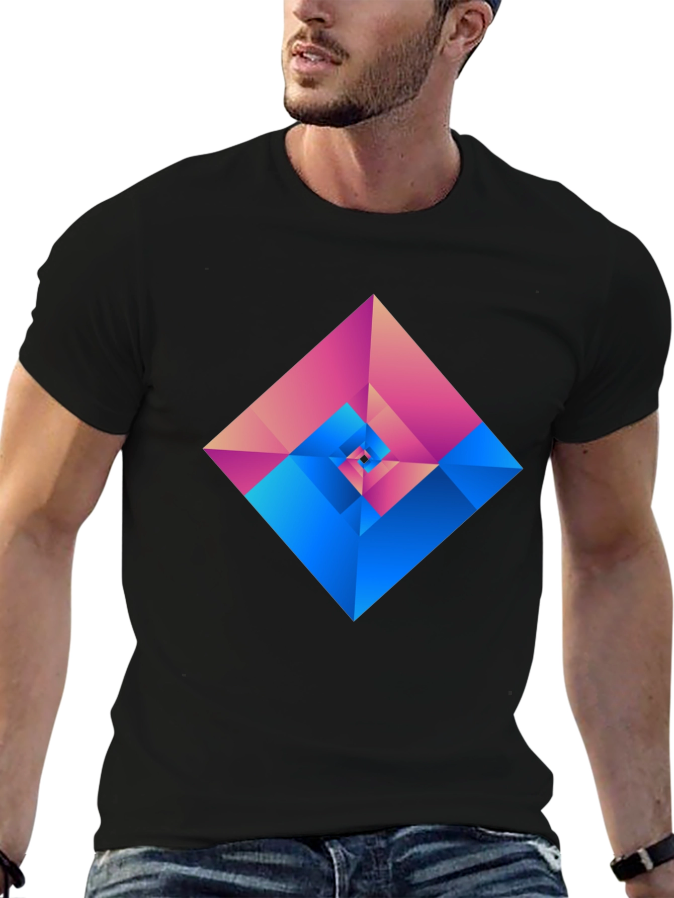 Geometric Prism Graphic Tee - Modern Style