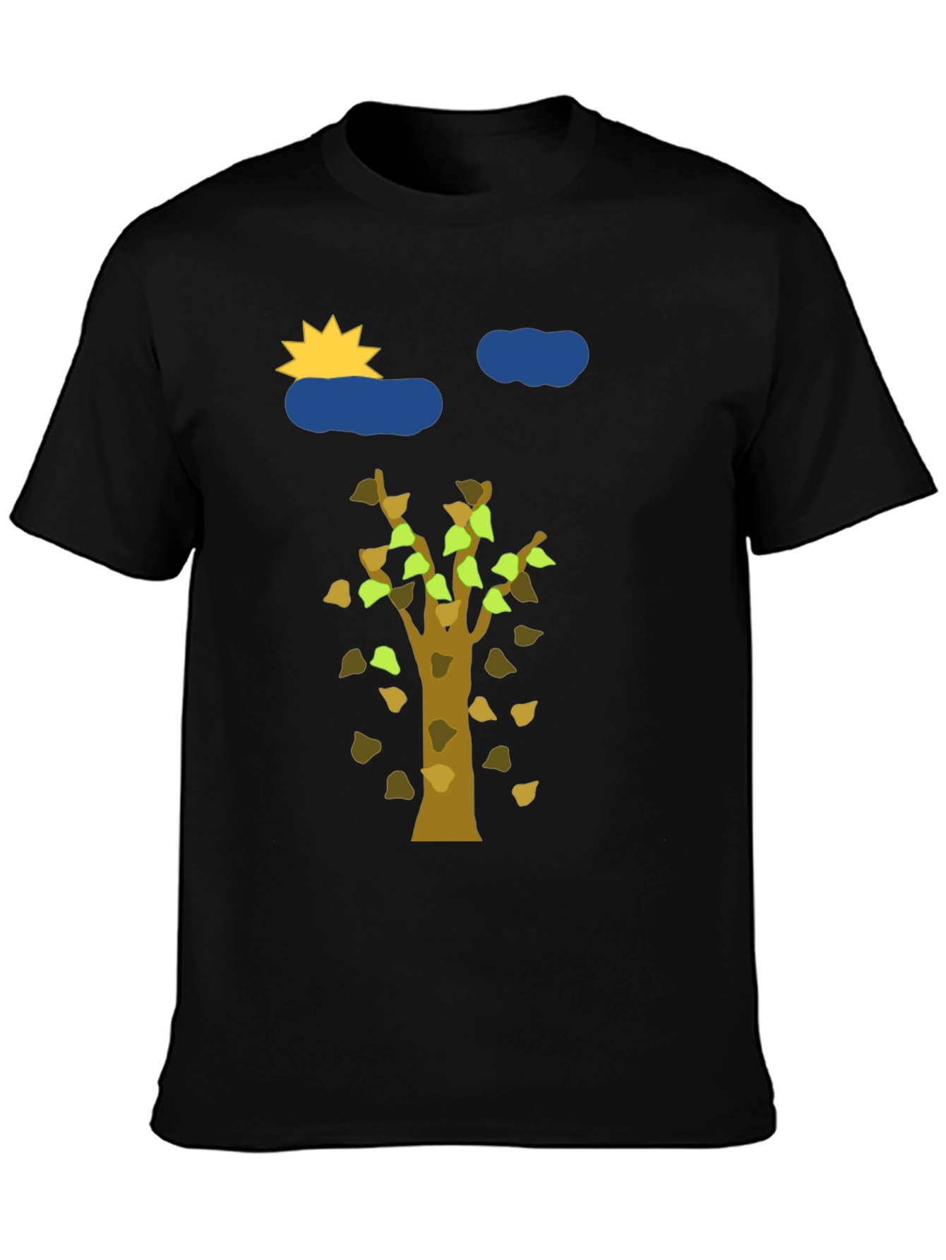 Nature Graphic Tee - Sun Clouds and Autumn Tree