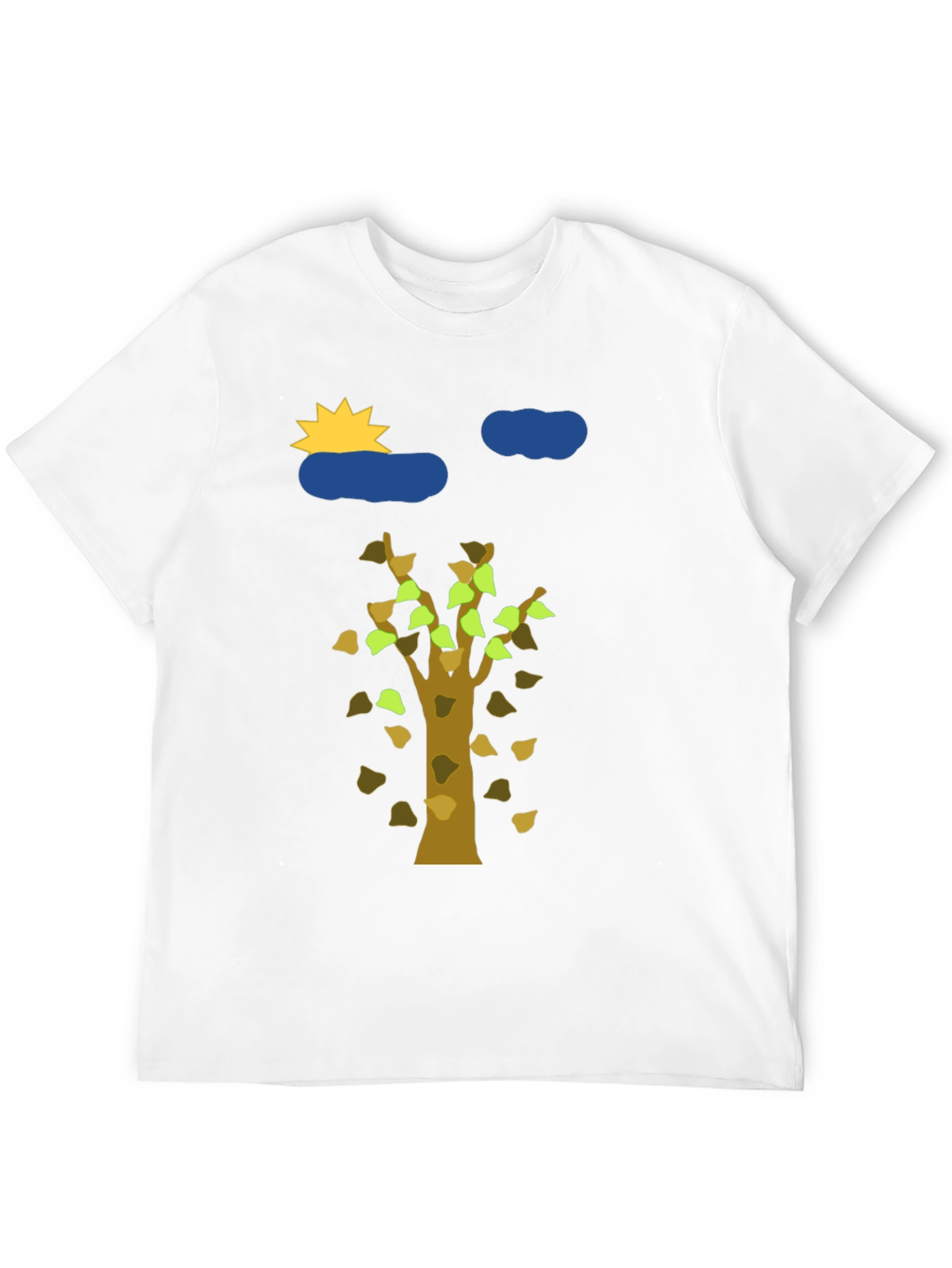 Nature Graphic Tee - Sun Clouds and Autumn Tree