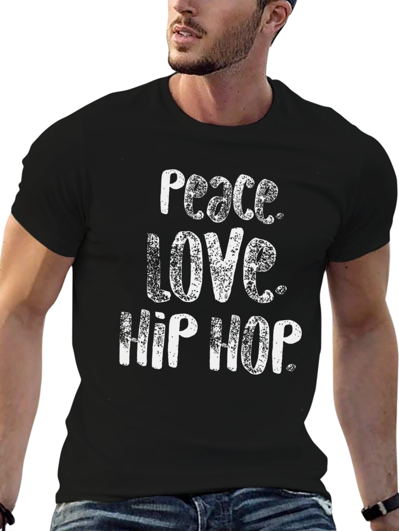 Peace Love Hip Hop Black Graphic T-Shirt