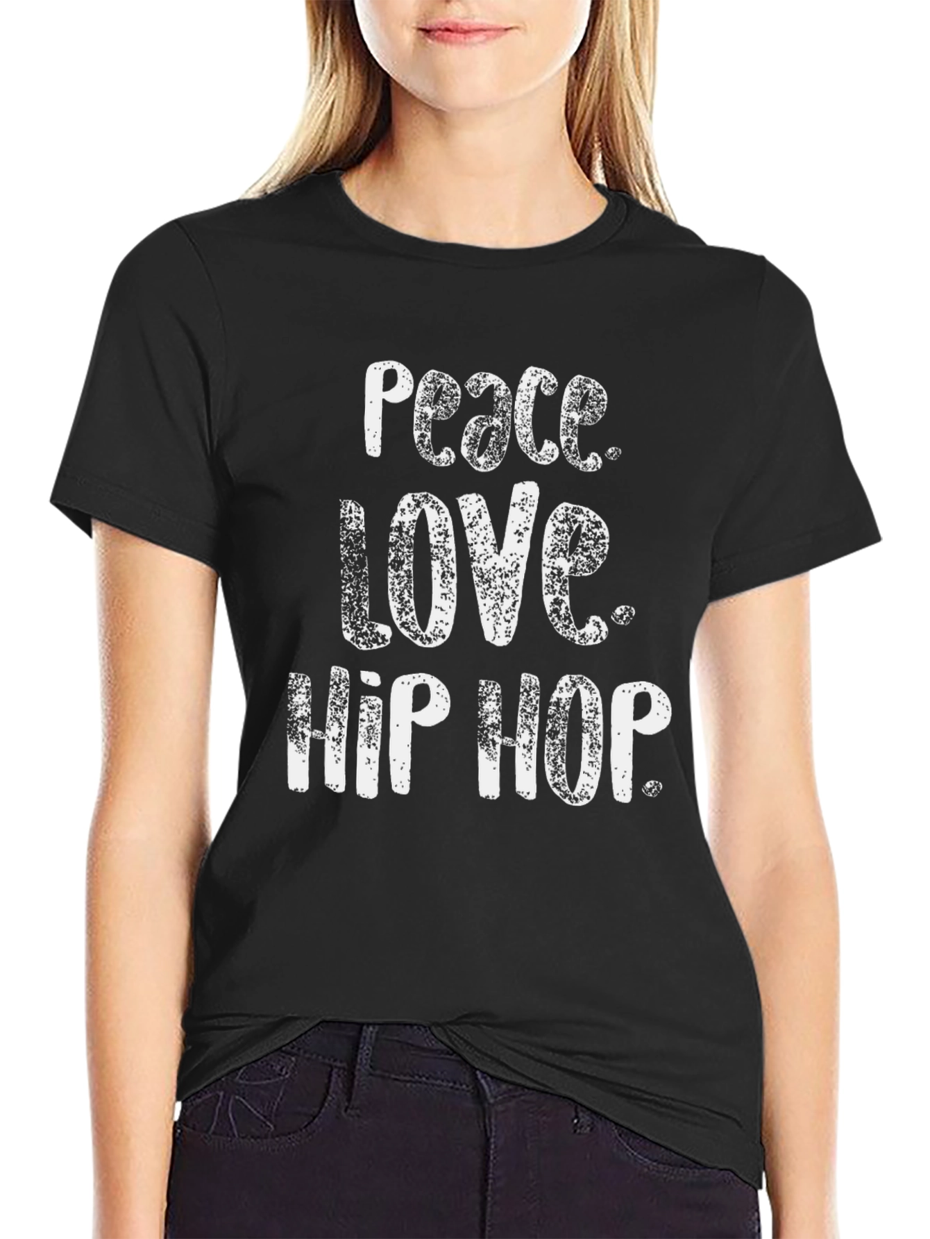Peace Love Hip Hop Black Graphic T-Shirt