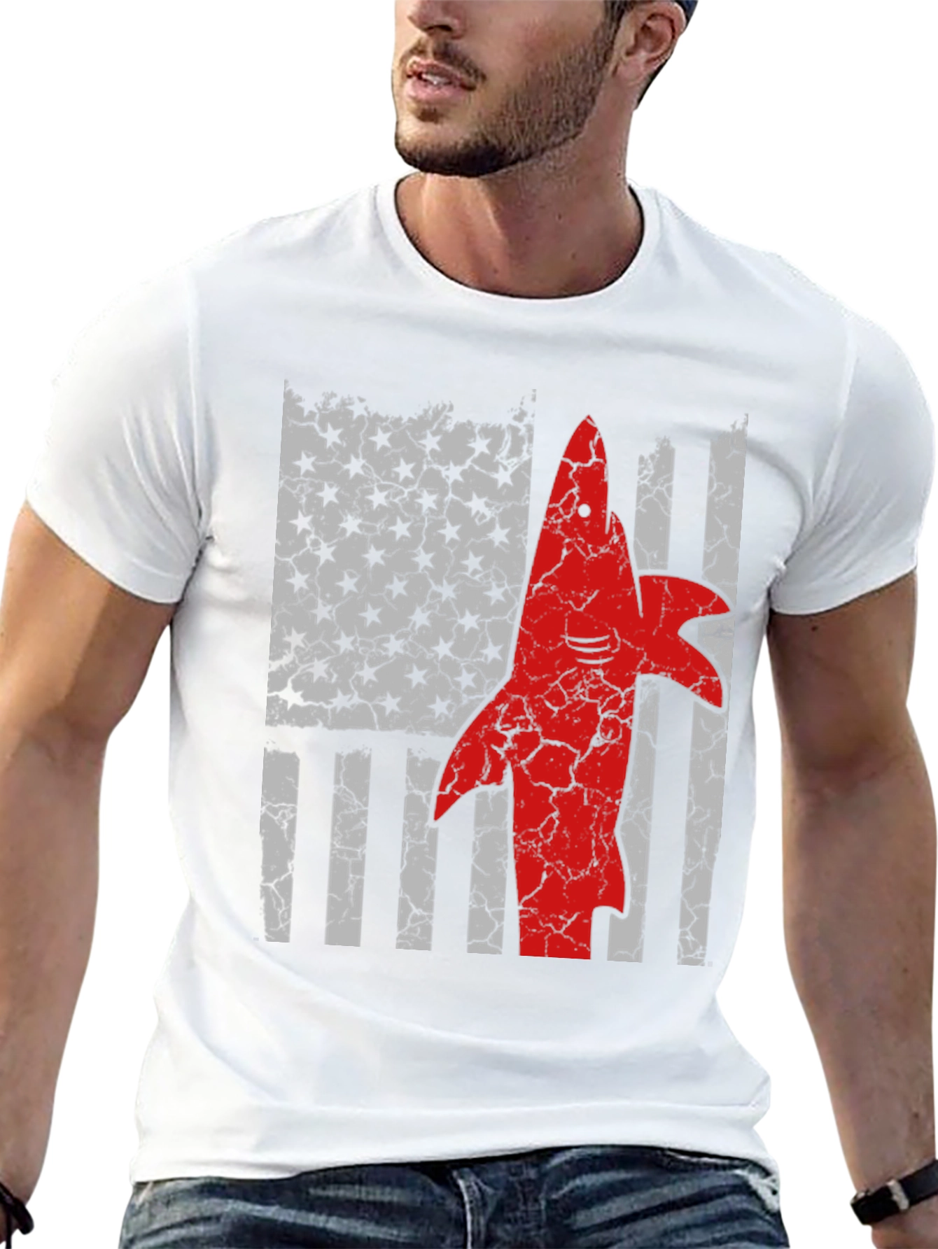 American Shark Flag Graphic T-Shirt