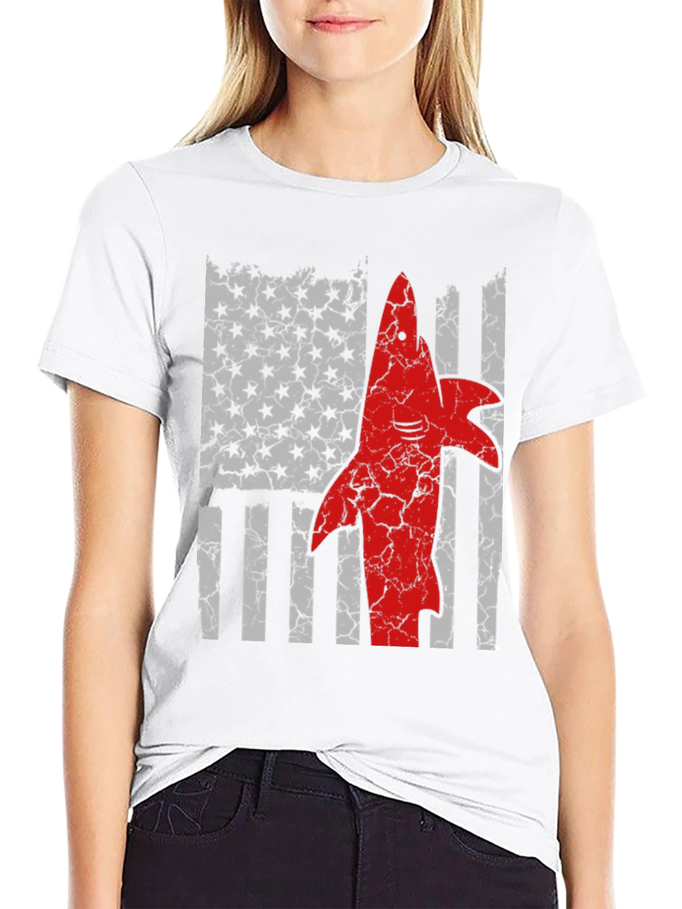 American Shark Flag Graphic T-Shirt