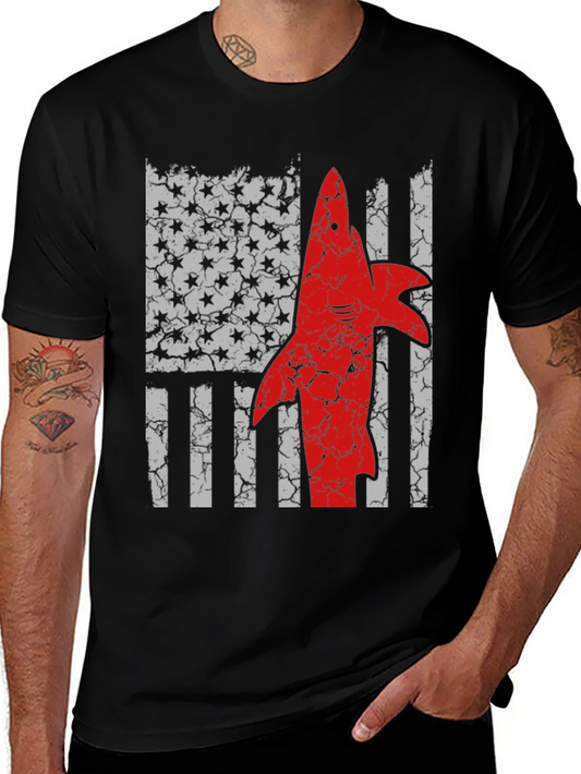 American Shark Flag Graphic T-Shirt