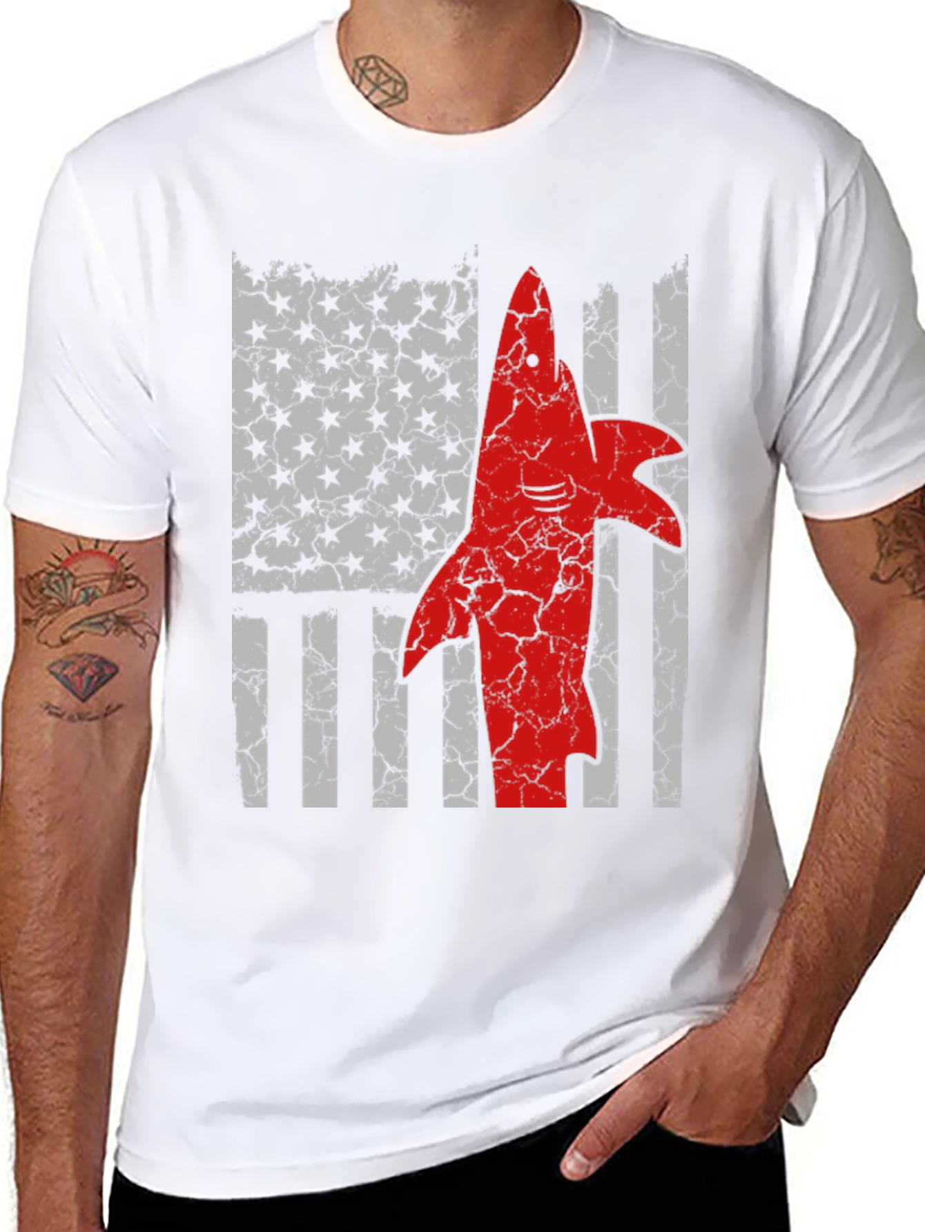 American Shark Flag Graphic T-Shirt