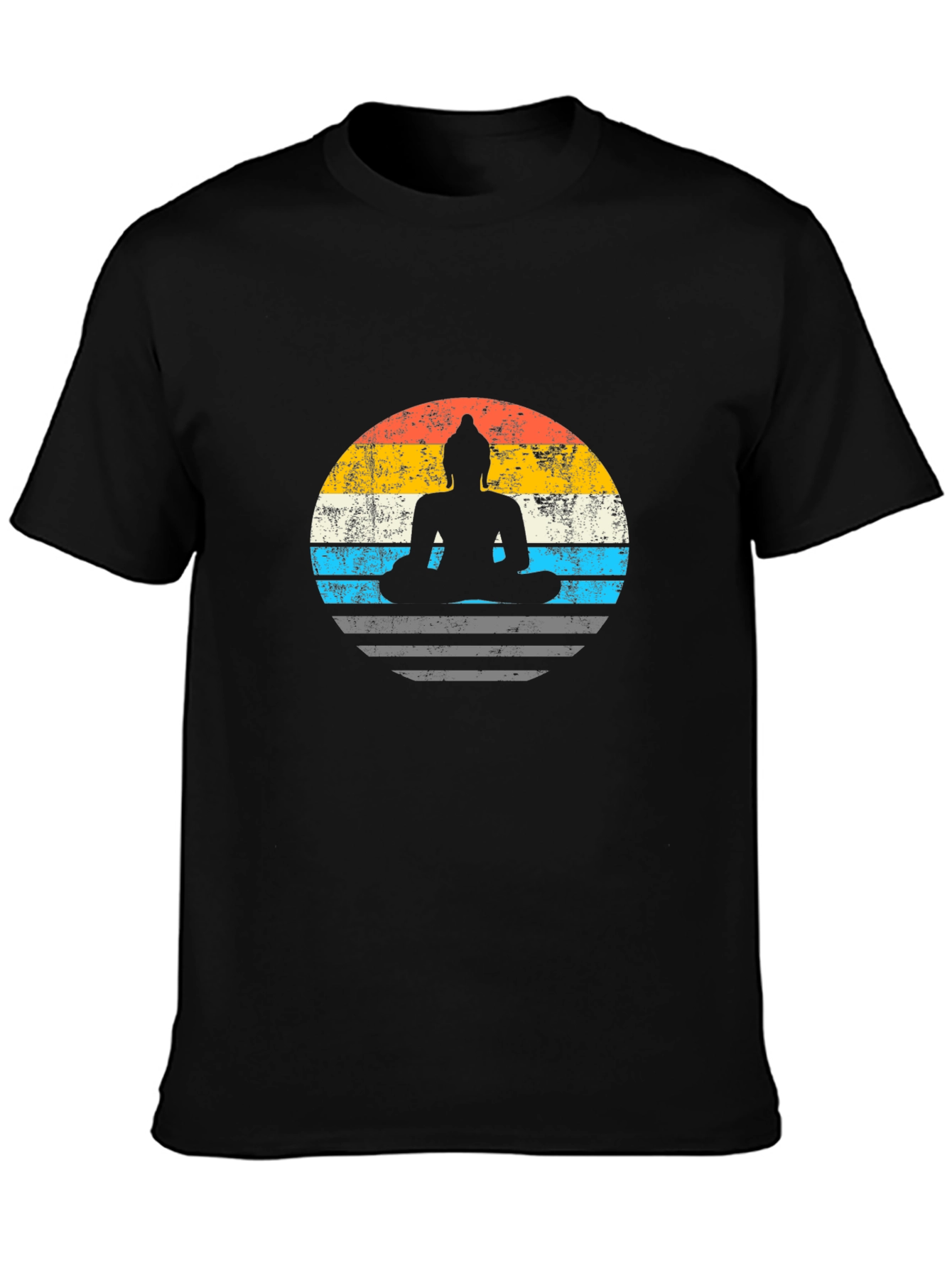 Buddha Silhouette Retro T-Shirt - Black
