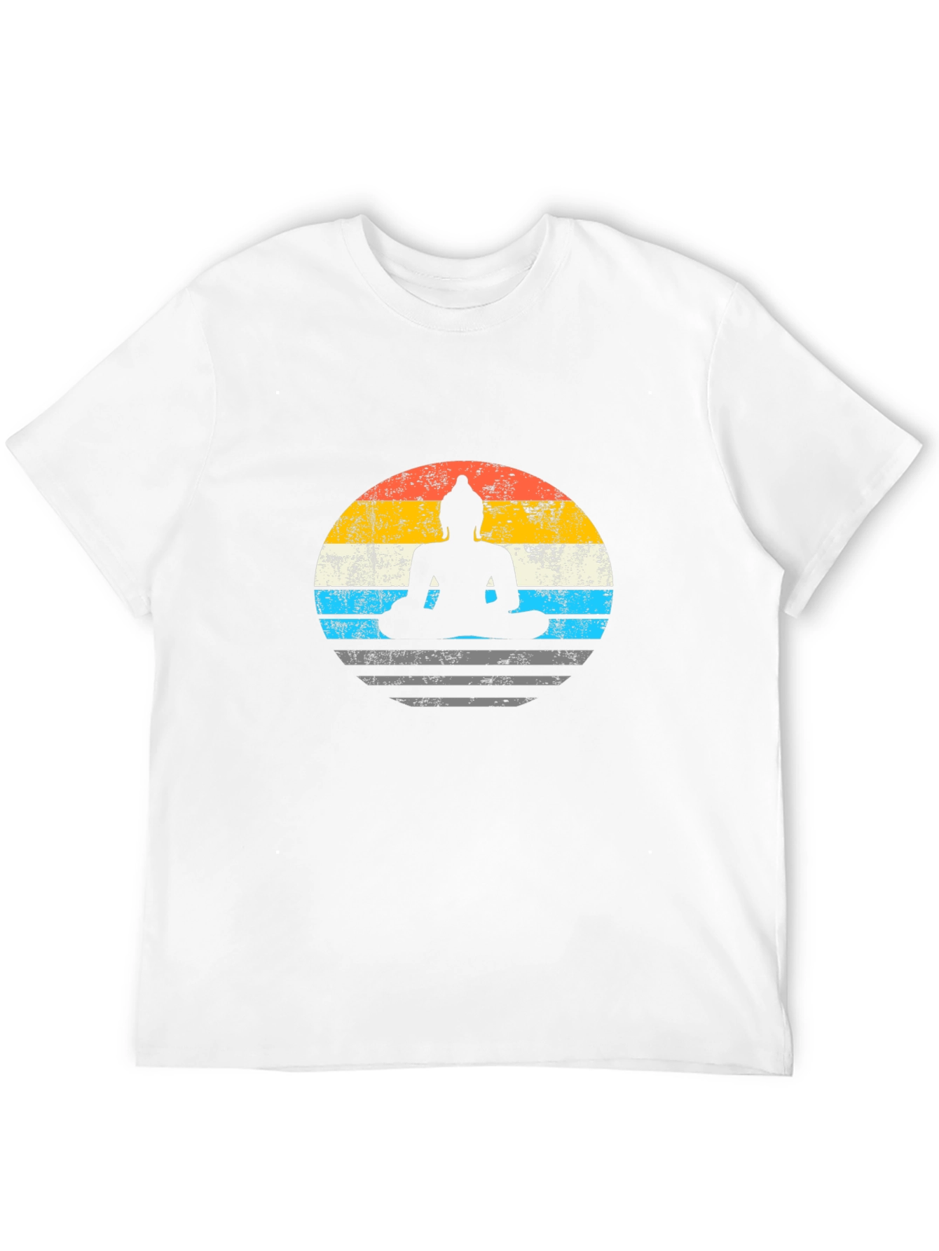Buddha Silhouette Retro T-Shirt - Black