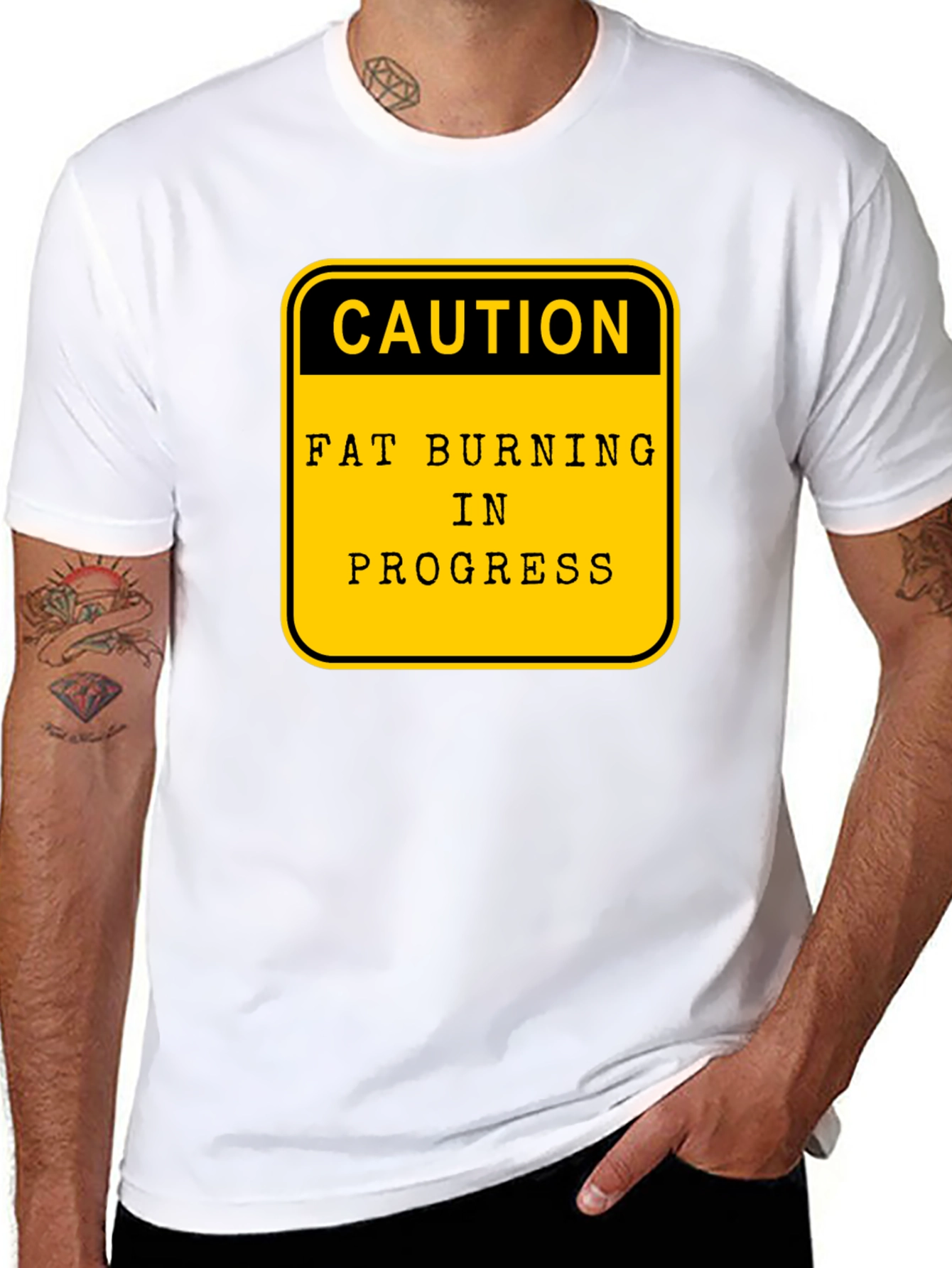 Caution Fat Burning in Progress Graphic Tee