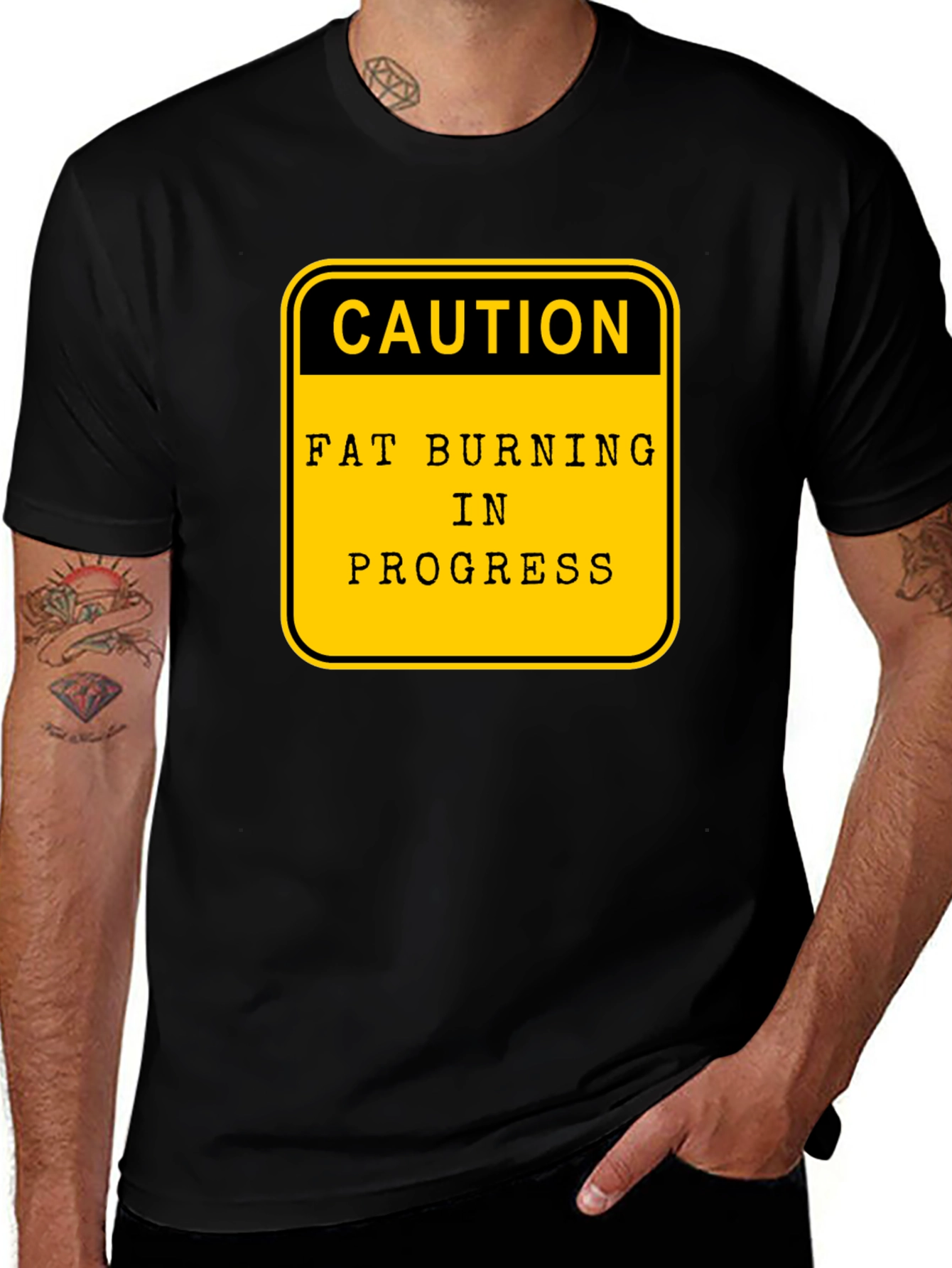Caution Fat Burning in Progress Graphic Tee