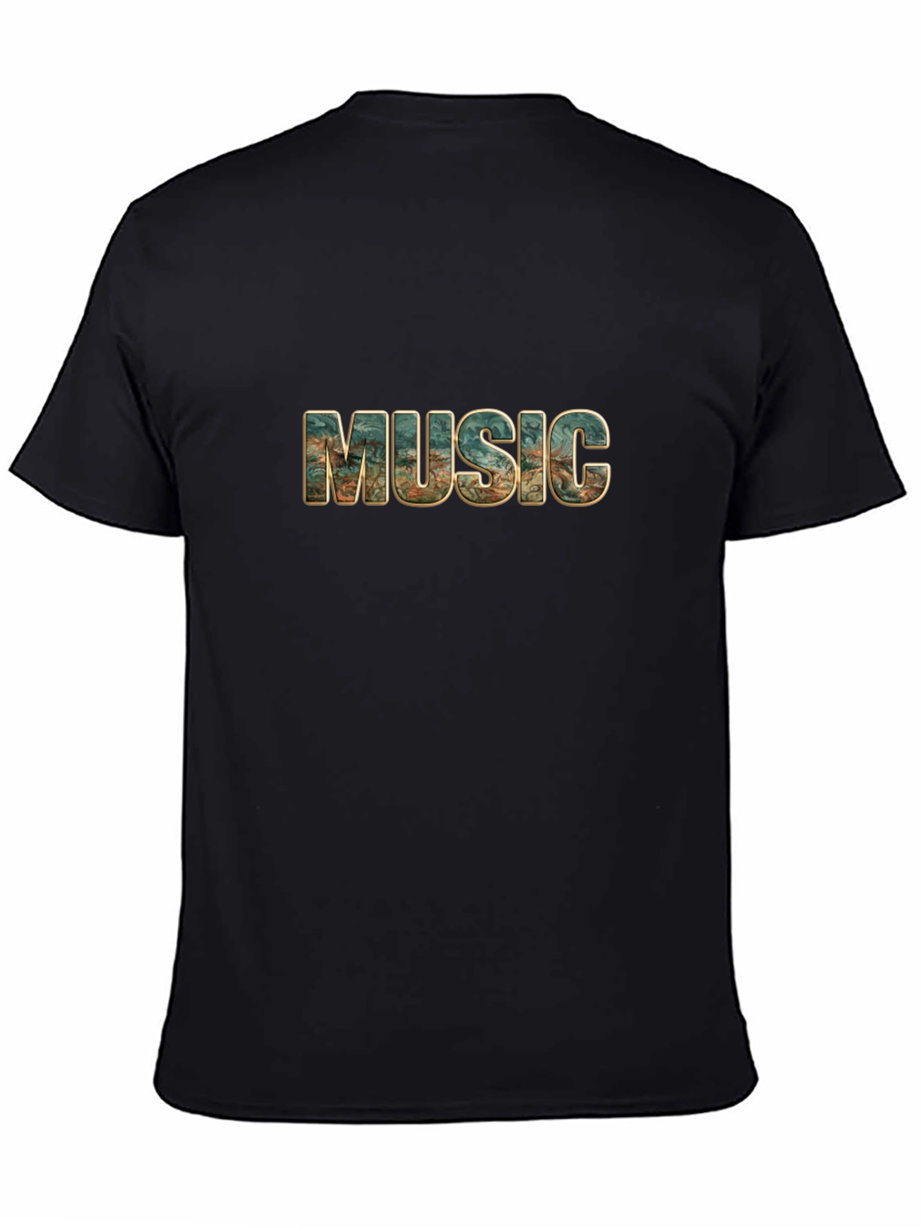 Music Print Black T-Shirt