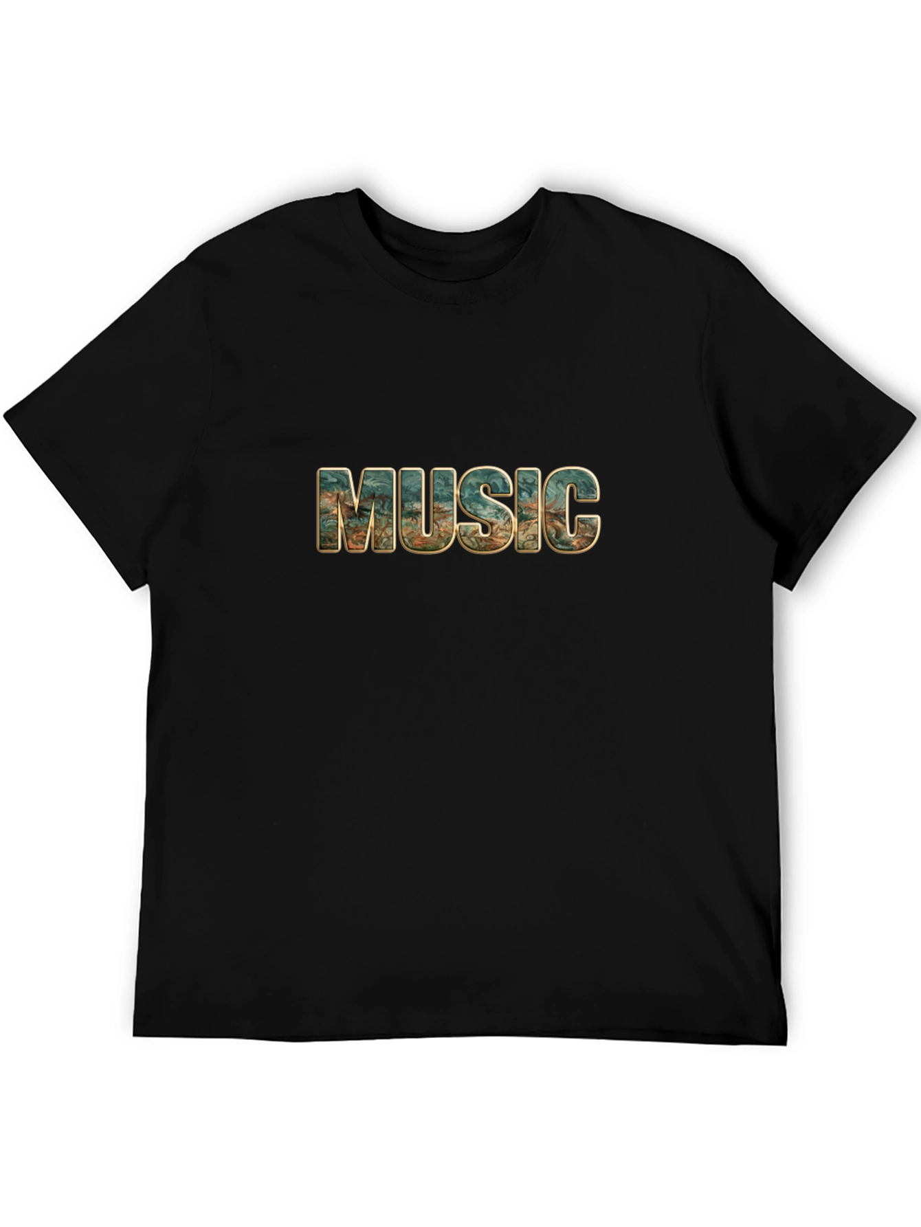 Music Print Black T-Shirt