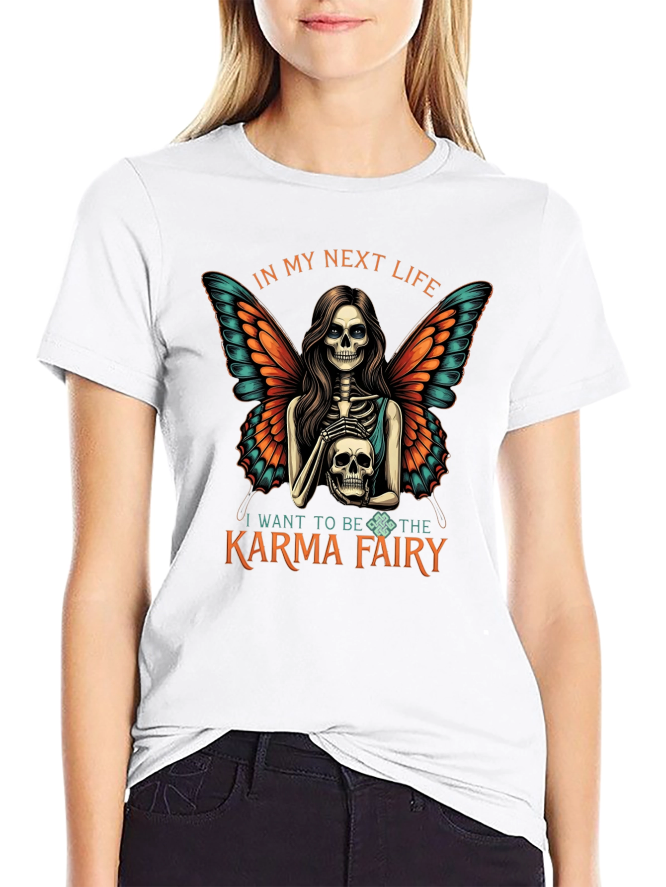 Karma Fairy T-Shirt - Next Life Skeleton Wings Tee