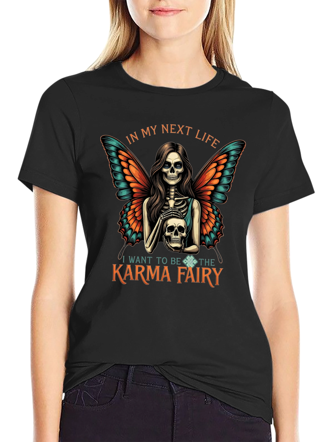 Karma Fairy T-Shirt - Next Life Skeleton Wings Tee