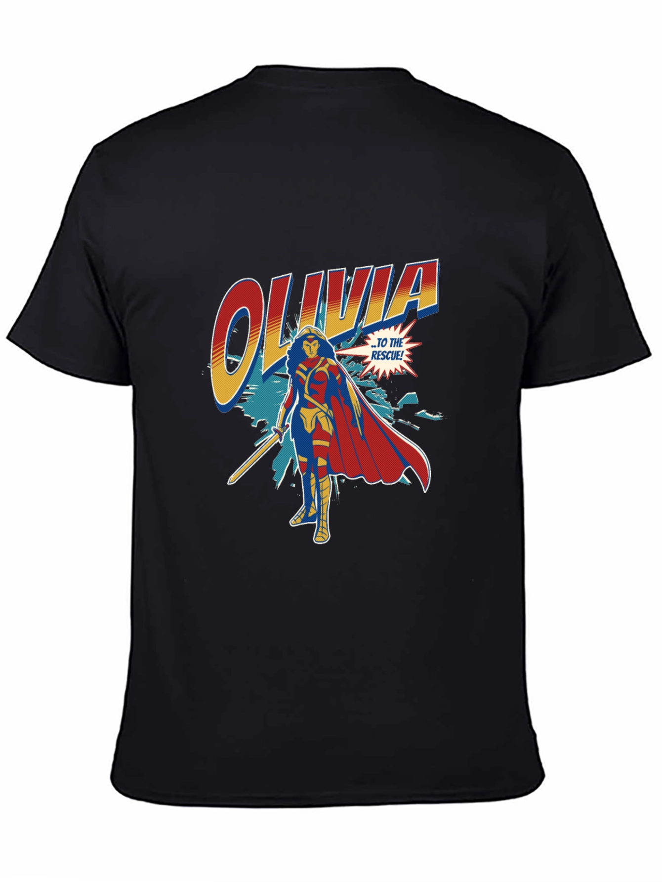 Olivia Superhero Personalized Black T-Shirt